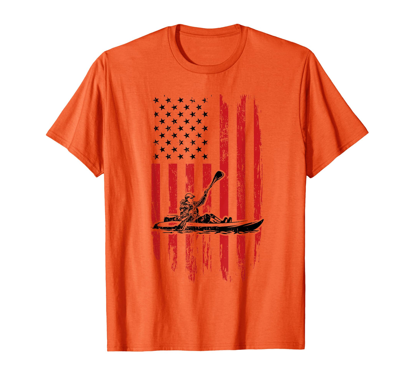 Kayak Paddle USA Flag American Kayaking 4th Of July Lovers T-Shirt
