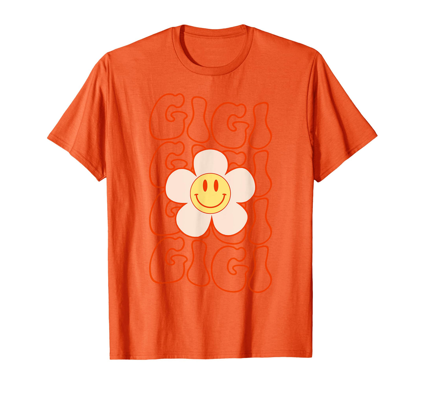 Retro Groovy Gigi Happy Face Smile Cute Daisy Flower Grandma T-Shirt