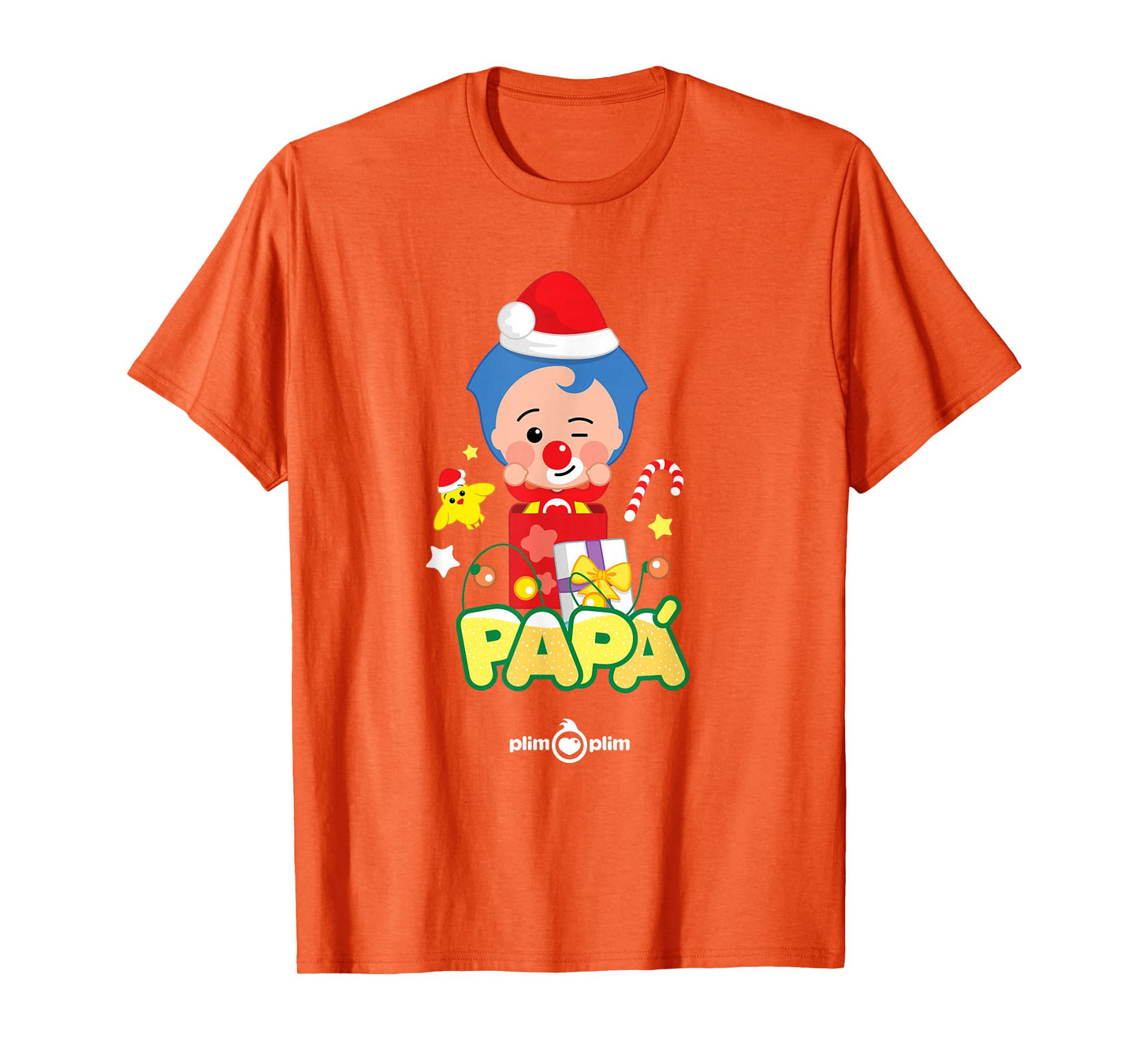 Plim Plim Kids Unisex-Adults Blue Cotton Blend, Polyester T-Shirt - Small - Short Sleeve - Cartoon - Winter - Christmas Edition