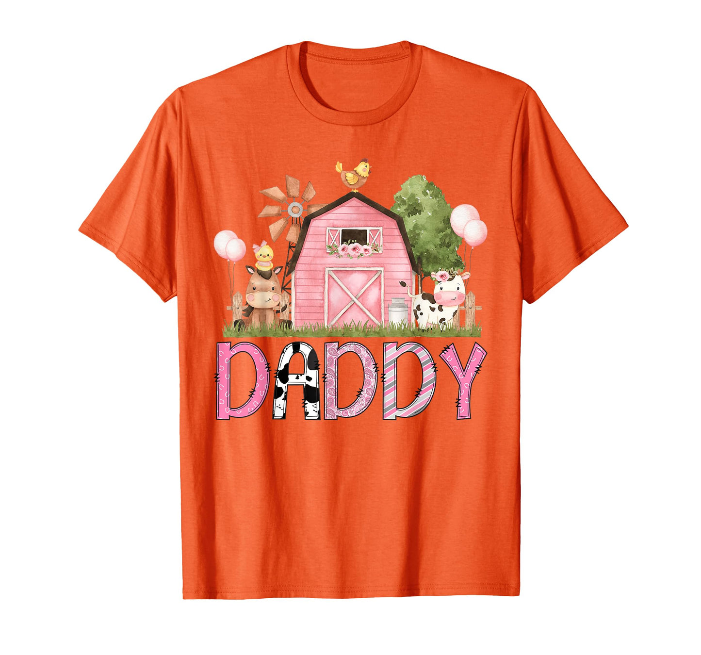 Daddy Pink Farm Animal Birthday Kids Matching Family T-Shirt
