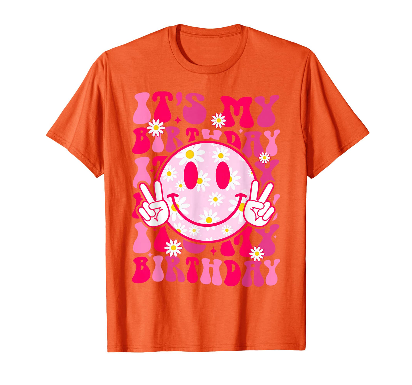 Groovy It's My Birthday Women Teens Girls Preppy Smile Face T-Shirt