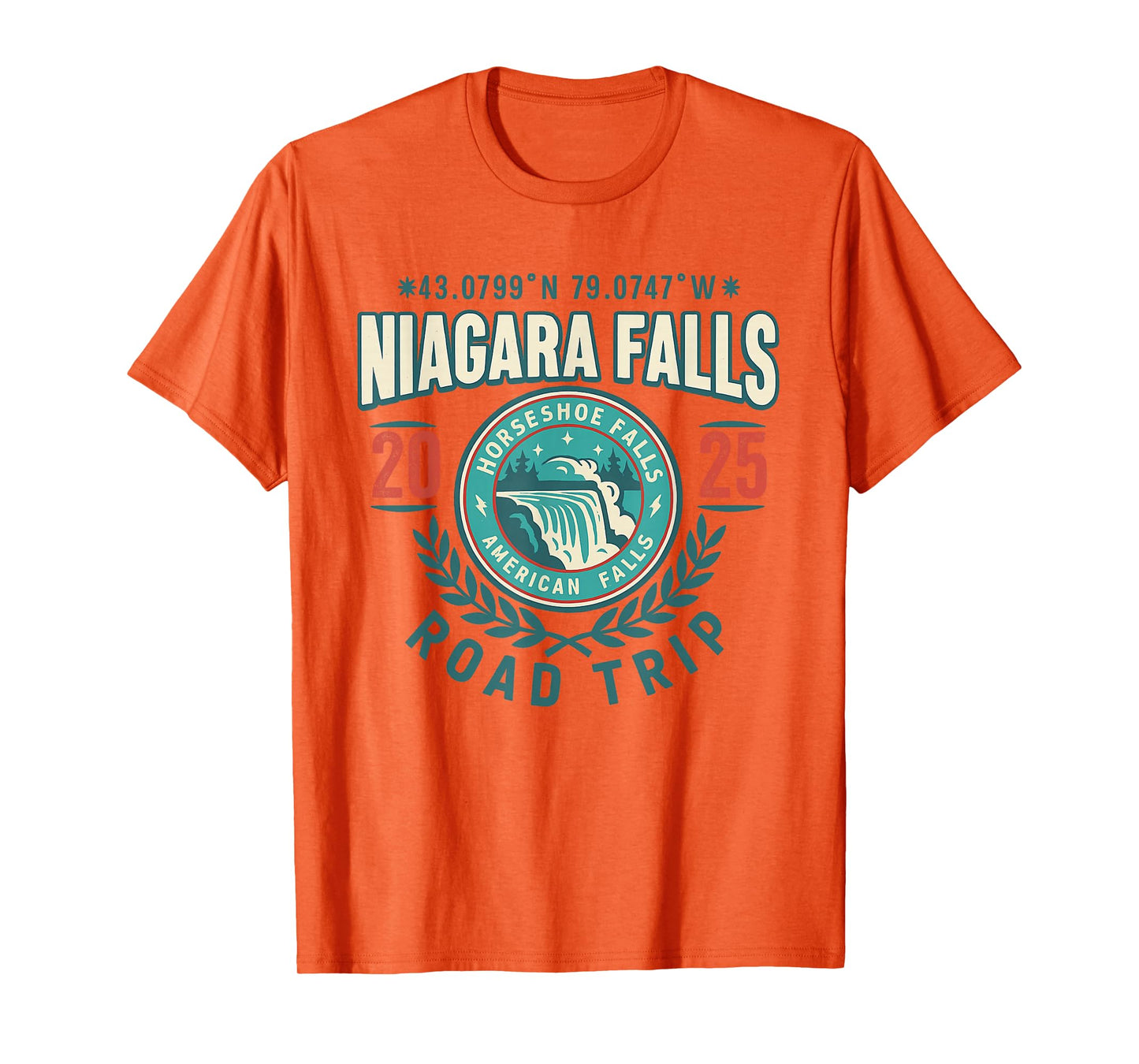 Niagara Falls 2025 Coordinates Road Trip Souvenir T-Shirt