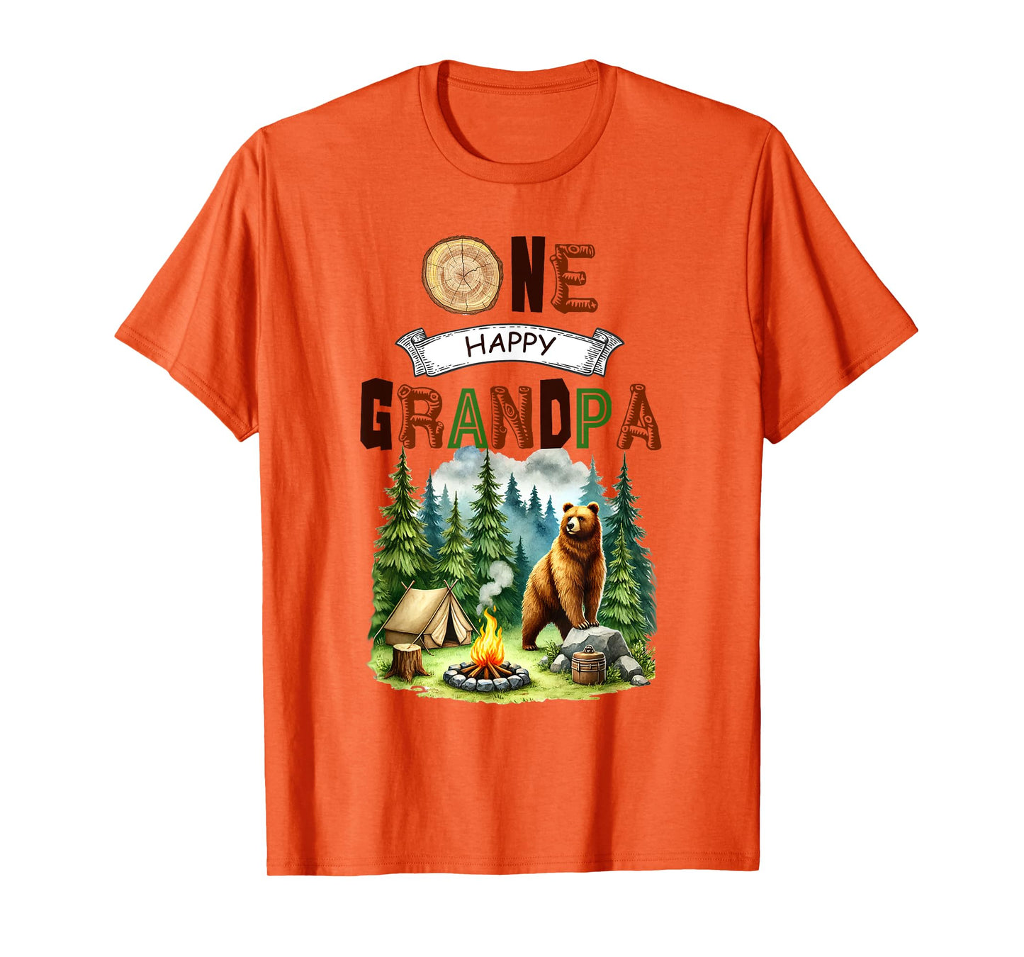 One Happy Grandpa Camper First Birthday Camping Bear Men T-Shirt