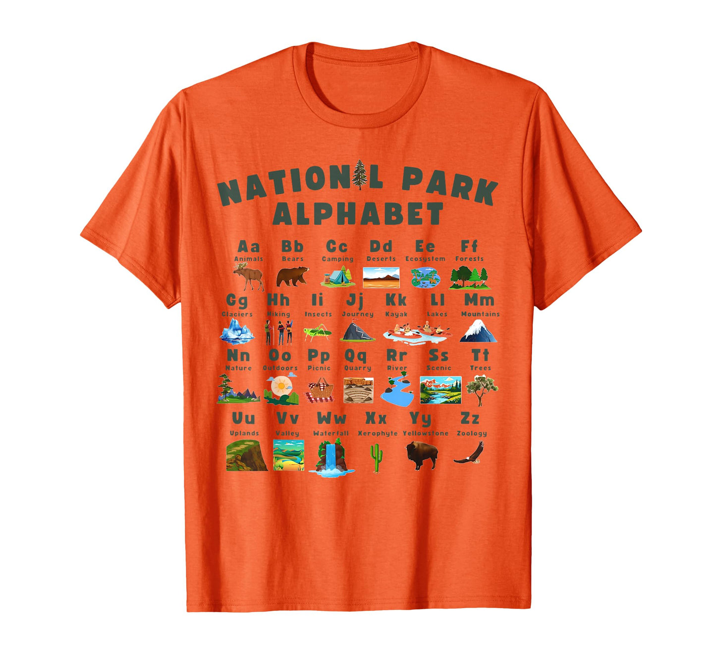 National Park Alphabet ABC Nature Learning Teach School T-Shirt
