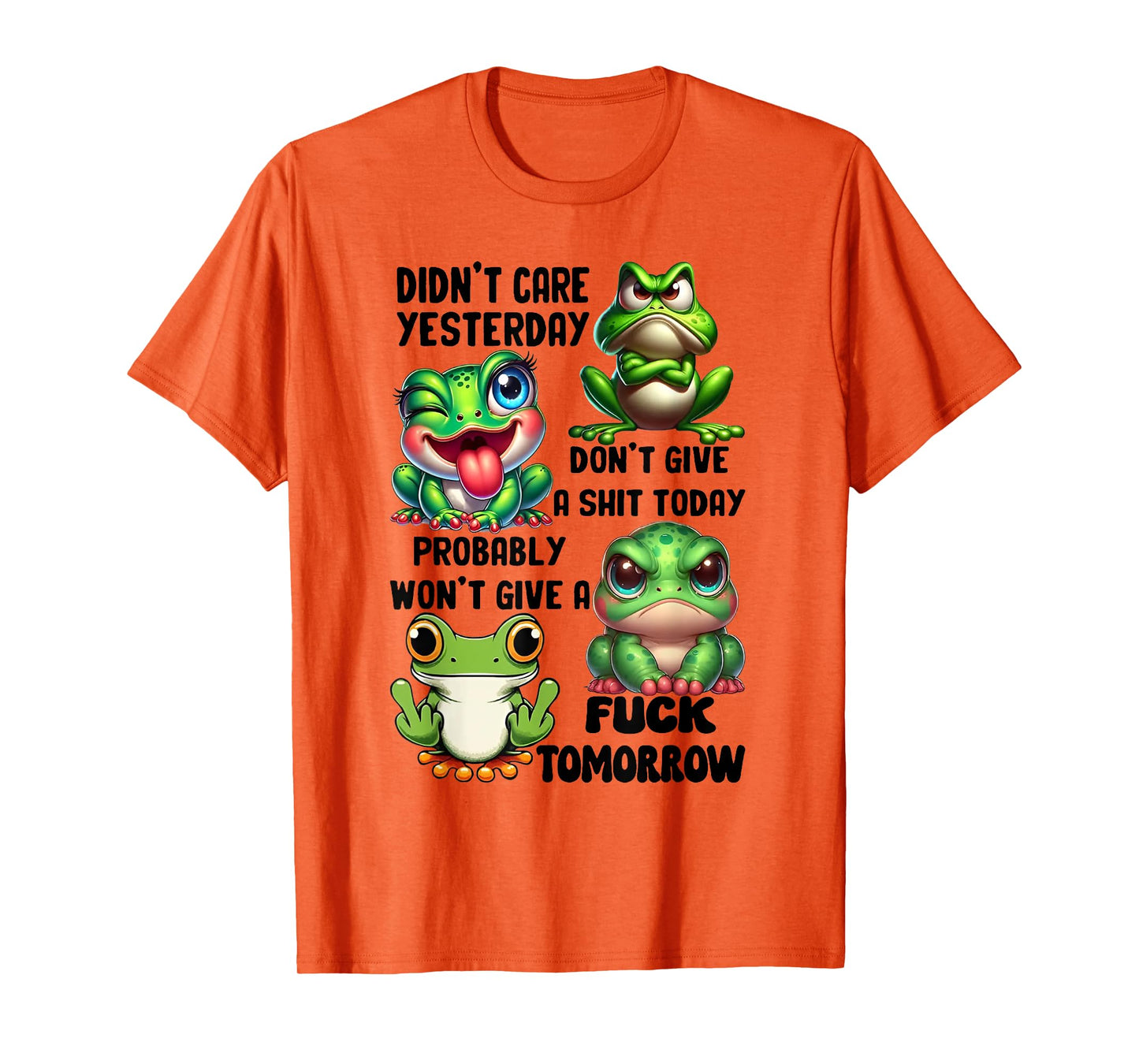 Frog Didn't Care Yesterday Don't Give A Shit Today Probably T-Shirt