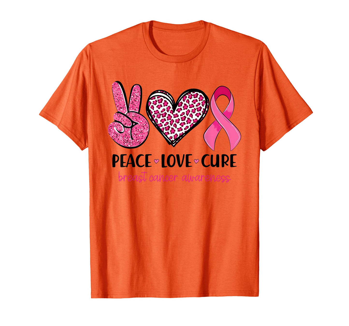 Peace Love Cure Pink Ribbon Breast Cancer Awareness Womens T-Shirt