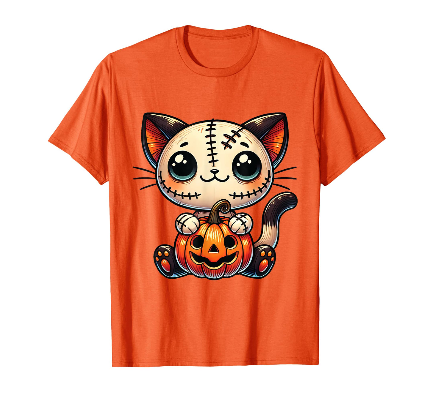 Cute Cat Halloween Pumpkin Kitty Spooky Kitten Lovers T-Shirt for Men Women Kids