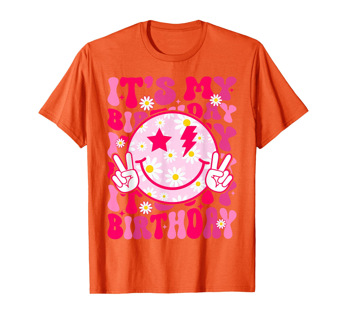Groovy It's My Birthday Women Teens Girls Preppy Smile Face T-Shirt