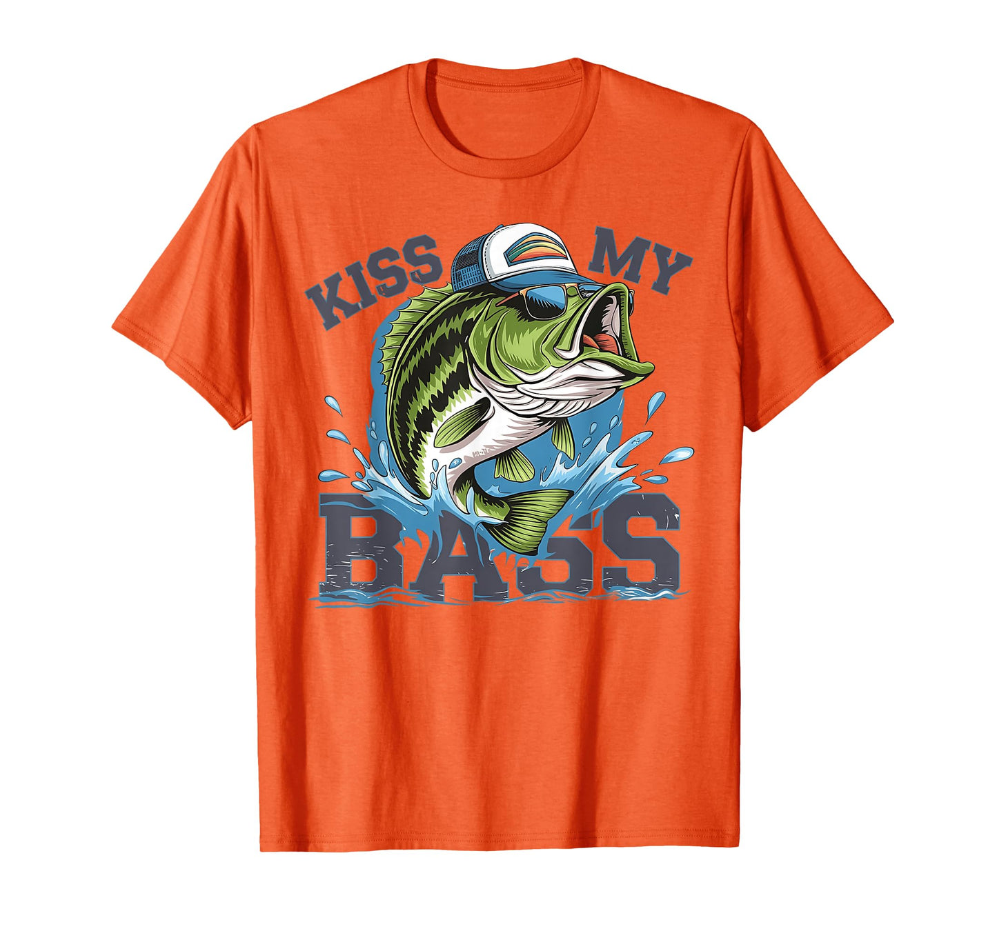 Vintage Kiss My-Bass Fishing Lover Bass Fisher Womens Mens T-Shirt