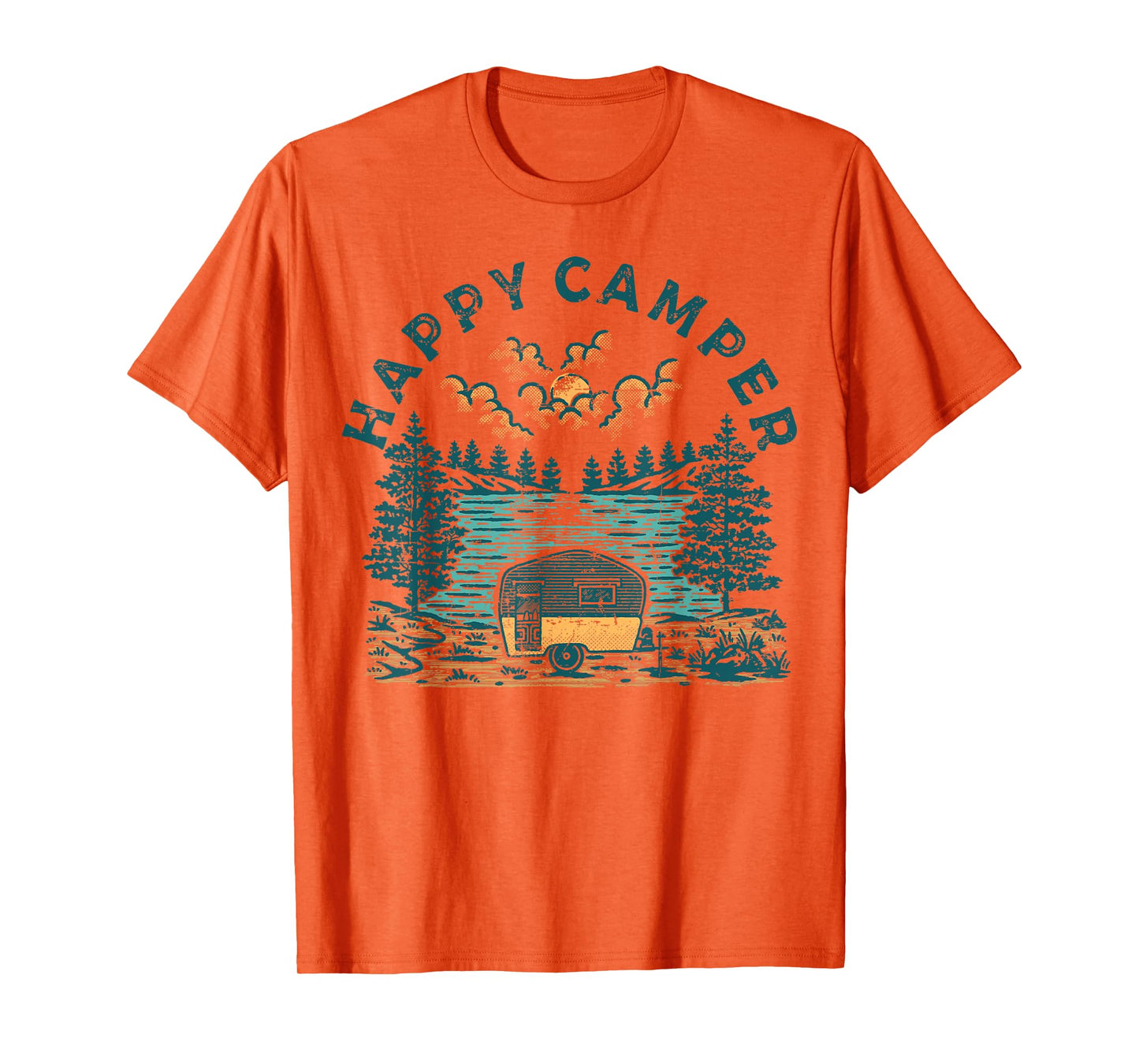 Happy Camper Hiking Lake Camping Family Vacation Vintage T-Shirt