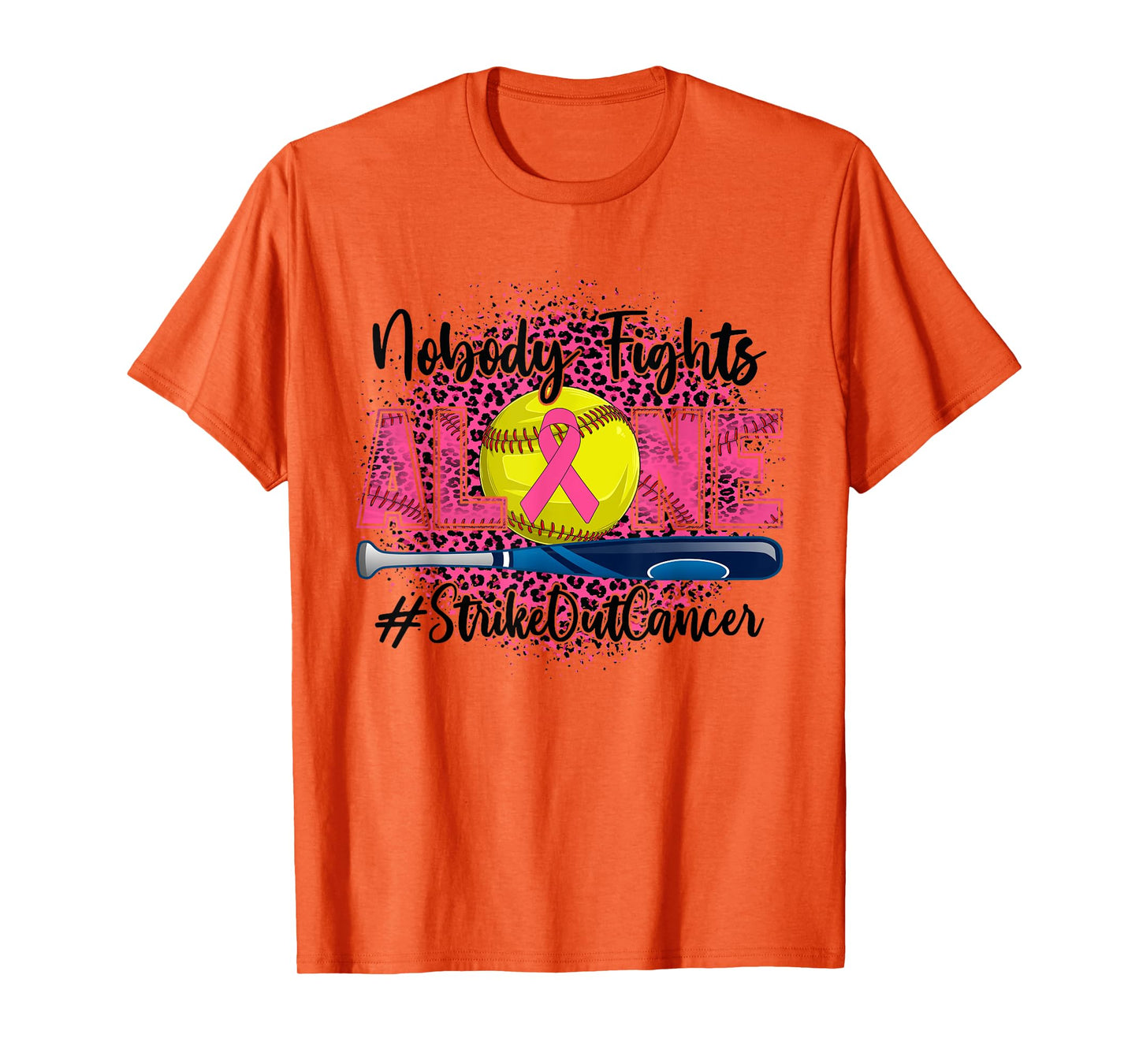 Nobody Fights Alone Strike Out Breast Cancer Softball Ball T-Shirt