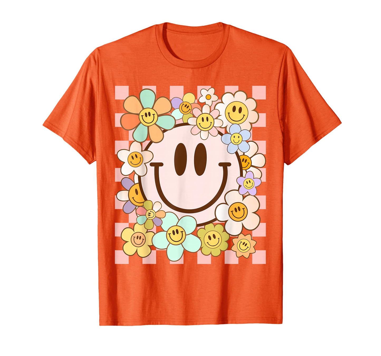 Retro Smile Face Flower Happy Face Flowers Heart Kids Girls T-Shirt