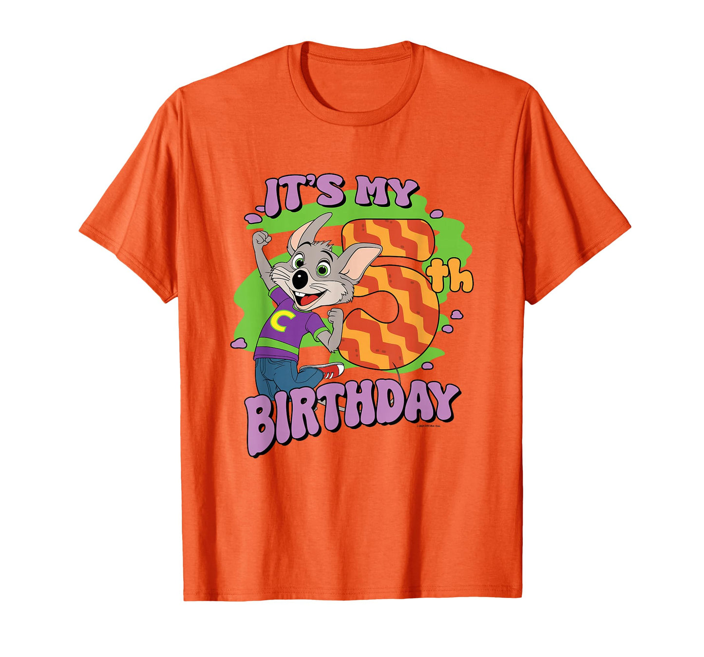 Chuck E. Cheese It's My 5th Birthday Happy Chuck Chest Logo T-Shirt