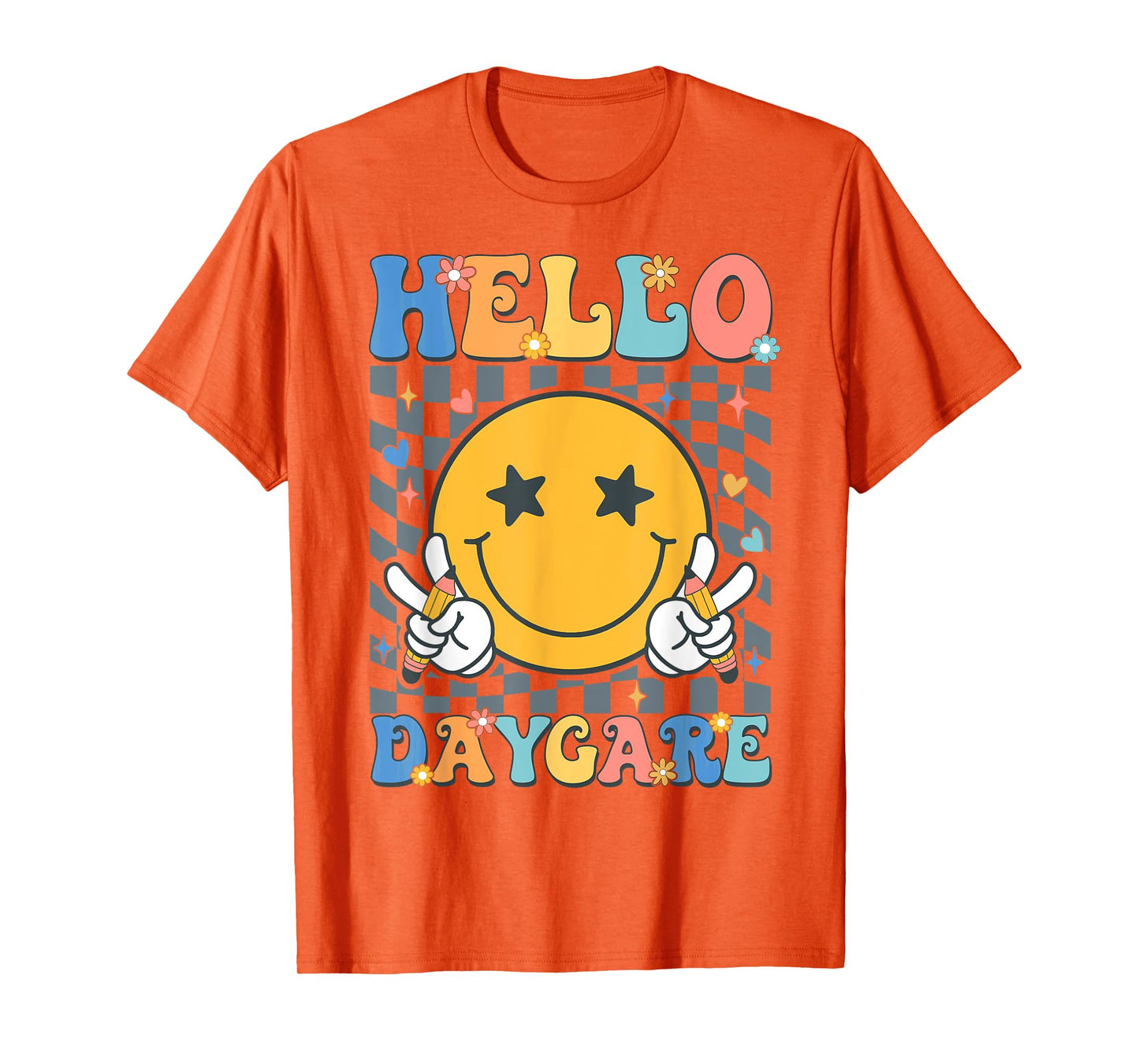 Hello Daycare Team Groovy Back To School Daycare Teacher Kid T-Shirt