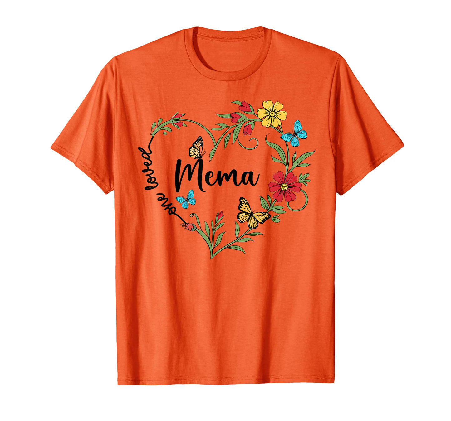 Floral One Loved Mema Heart Mom Grandma Women Mother's Day T-Shirt