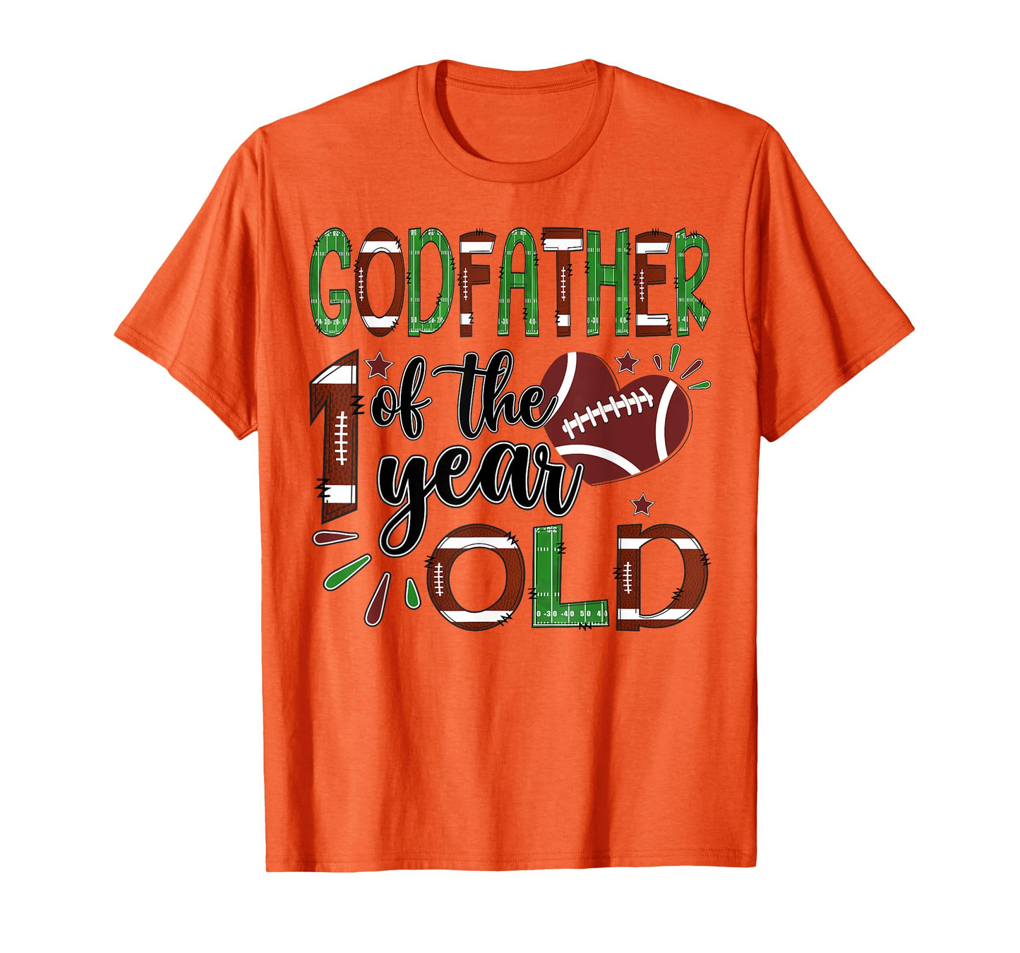 GodFather Of The 1 Year Old Football 1St Year Down Birthday T-Shirt