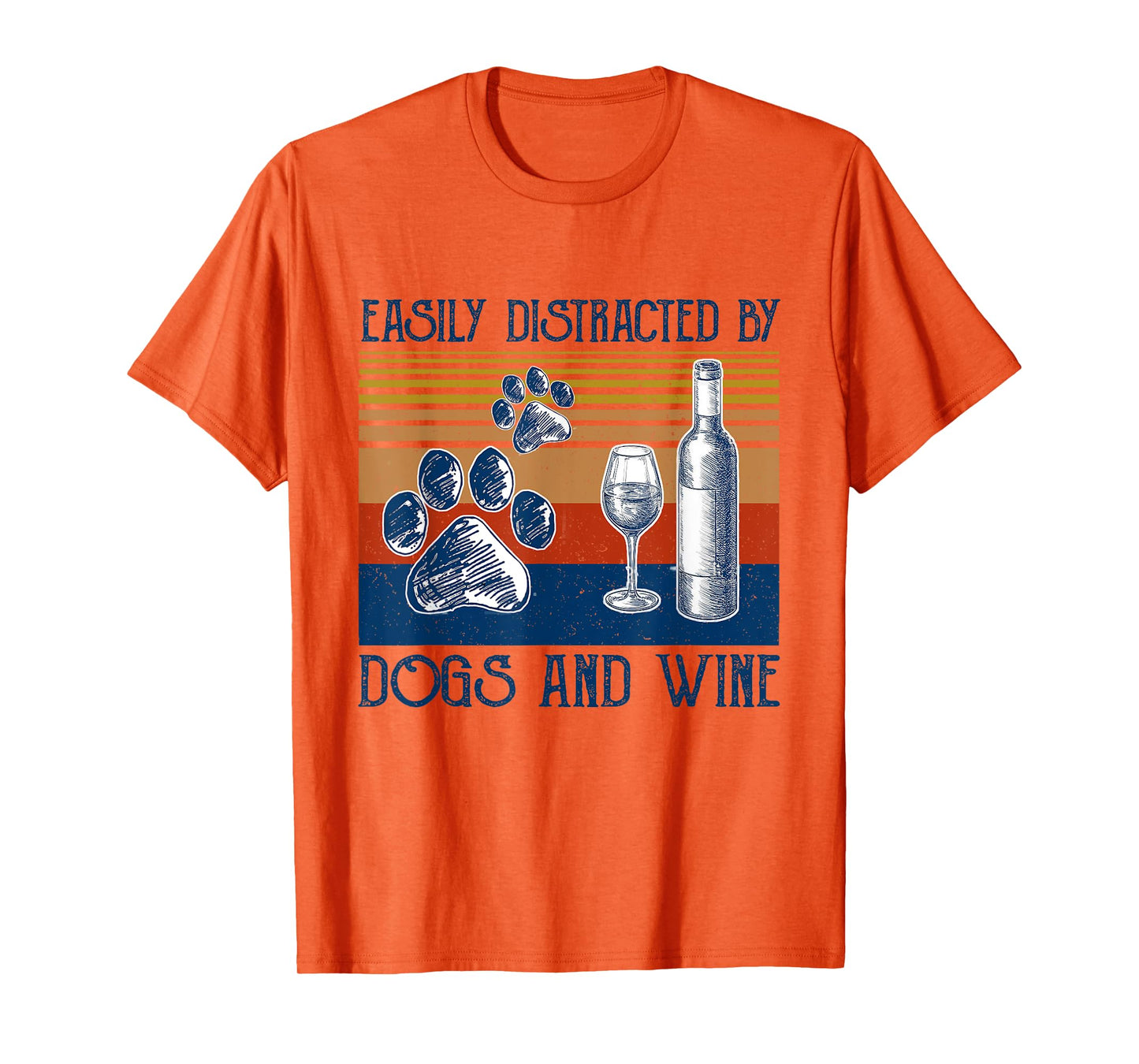 Easily Distracted By Dogs and Wine Funny Gift for Dog Lovers T-Shirt for Men Women