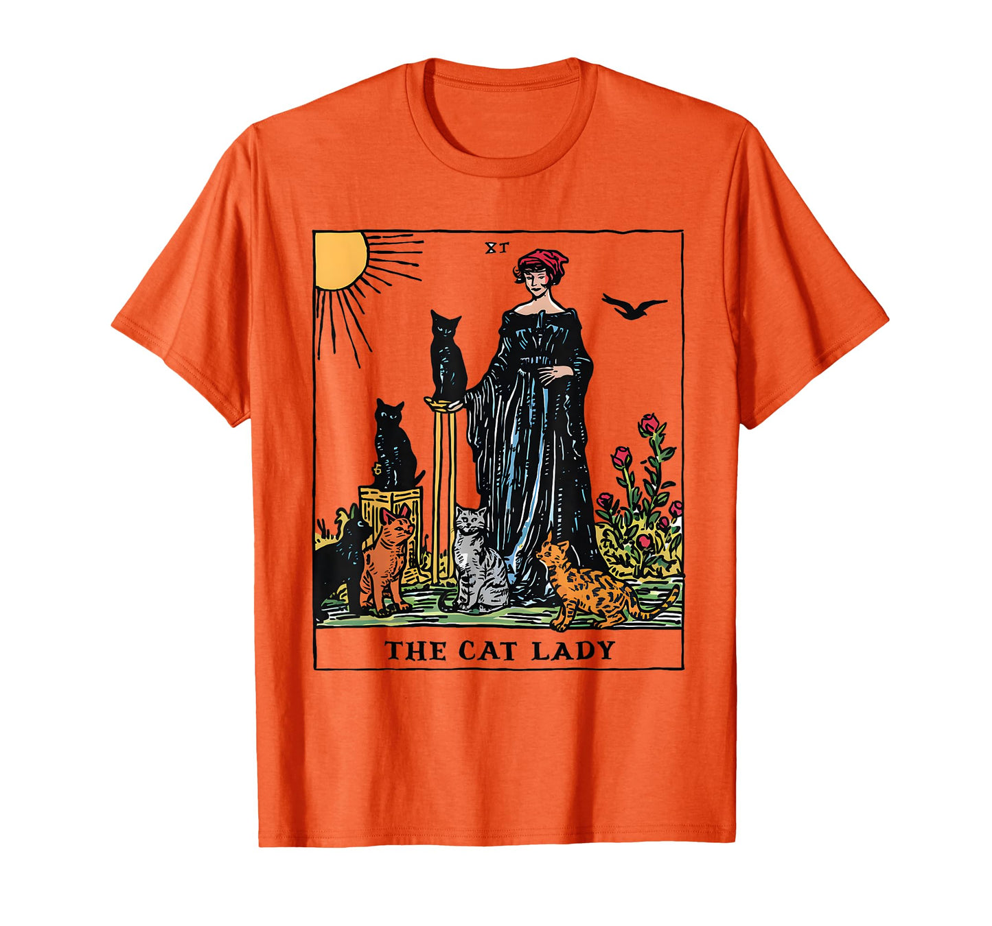 The Cat Lady Tarot Card Vintage Gothic Women Cat Mom T-Shirt