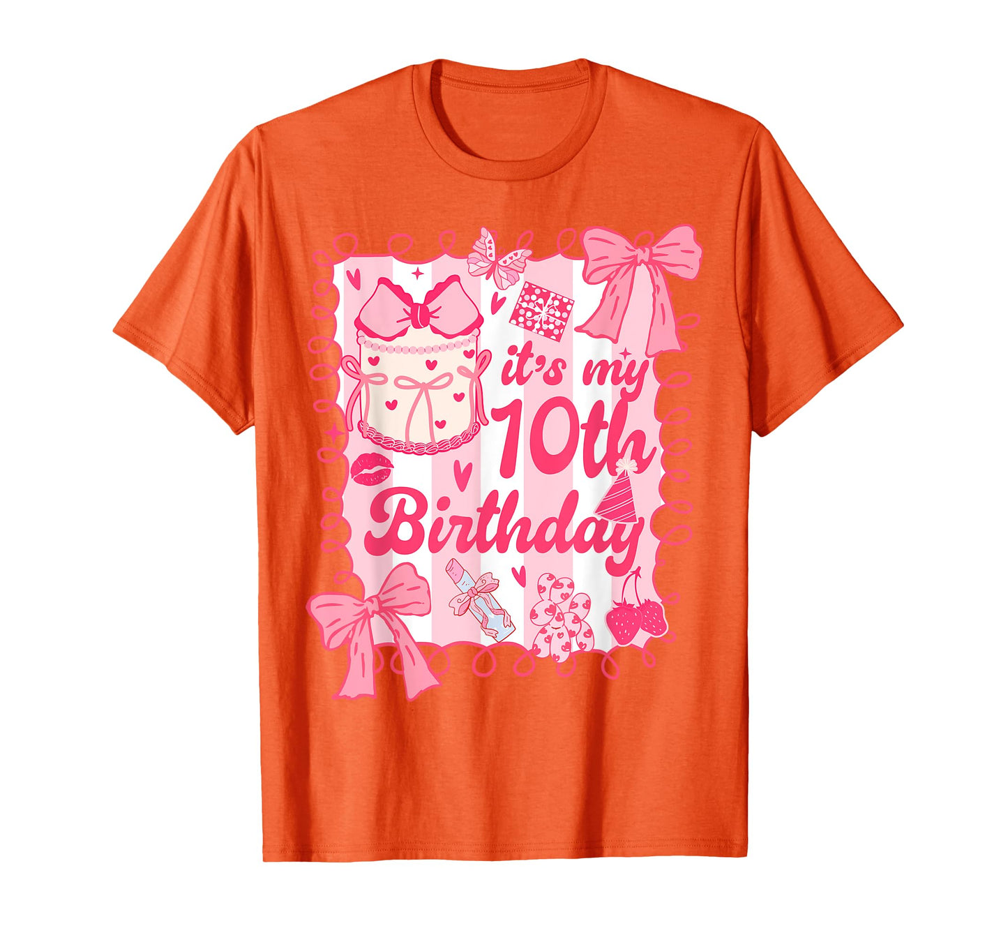 Kids It's 10th Birthday Coquette Aesthetic 10 Years Old Girl T-Shirt