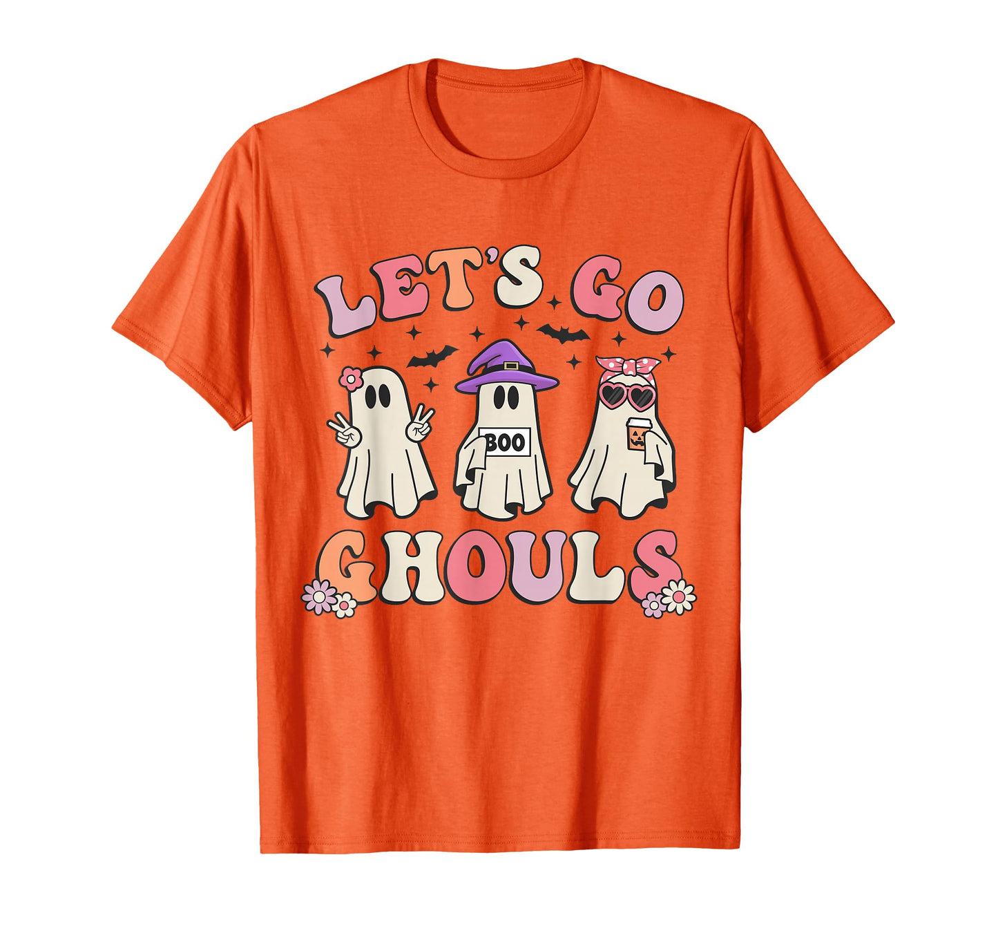 Lets Go Ghouls Retro Halloween Ghost Women Toddler Girl T-Shirt