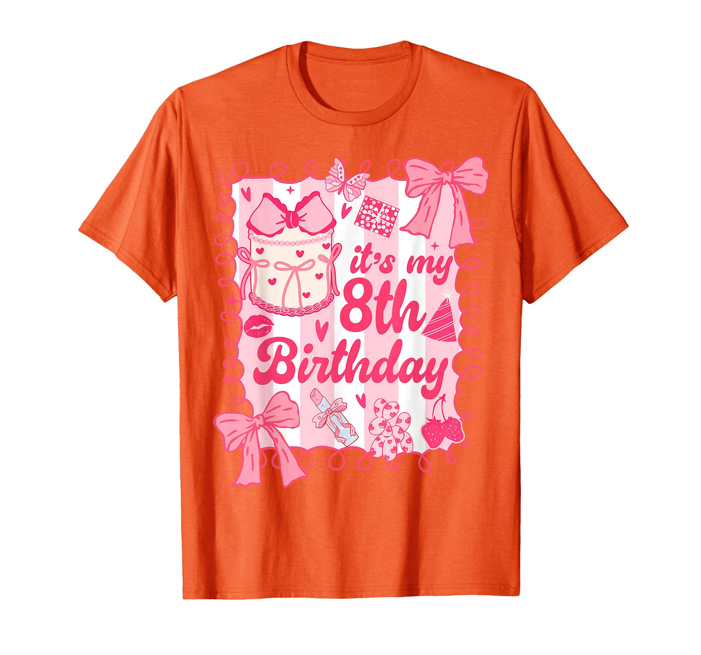 Kid It's My 8th Birthday Coquette Aesthetic 8 Years Old Girl T-Shirt