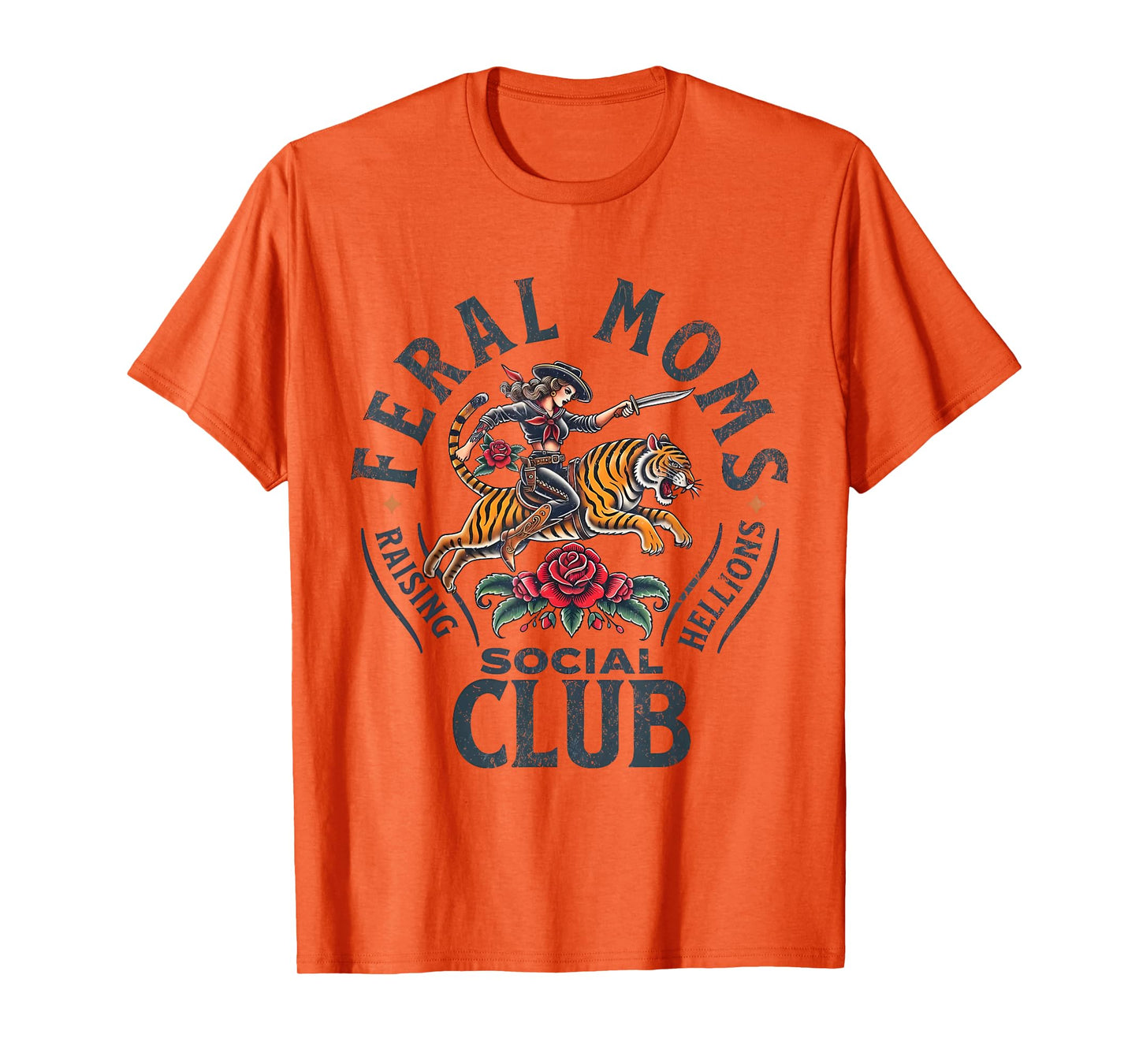 Retro Feral Moms Social Club Sarcastic Saying Mothers T-Shirt