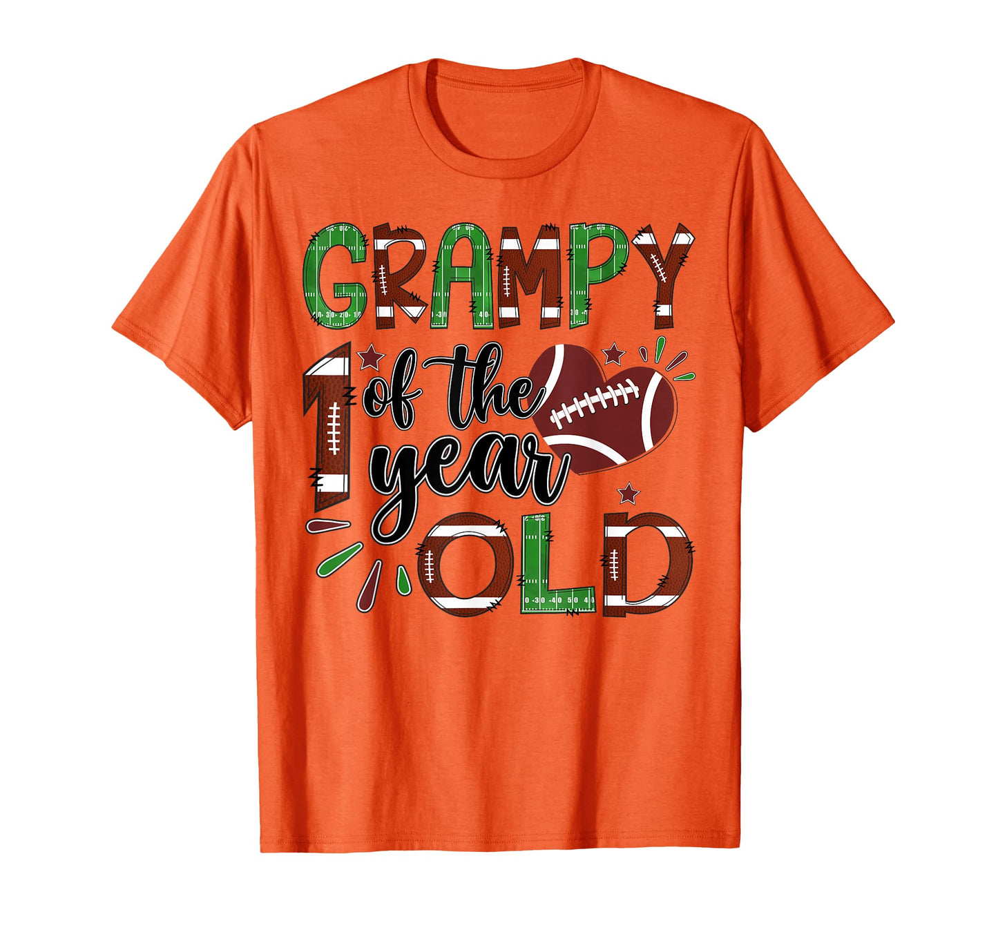 Grampy Of The 1 Year Old Football 1St Year Down Birthday T-Shirt