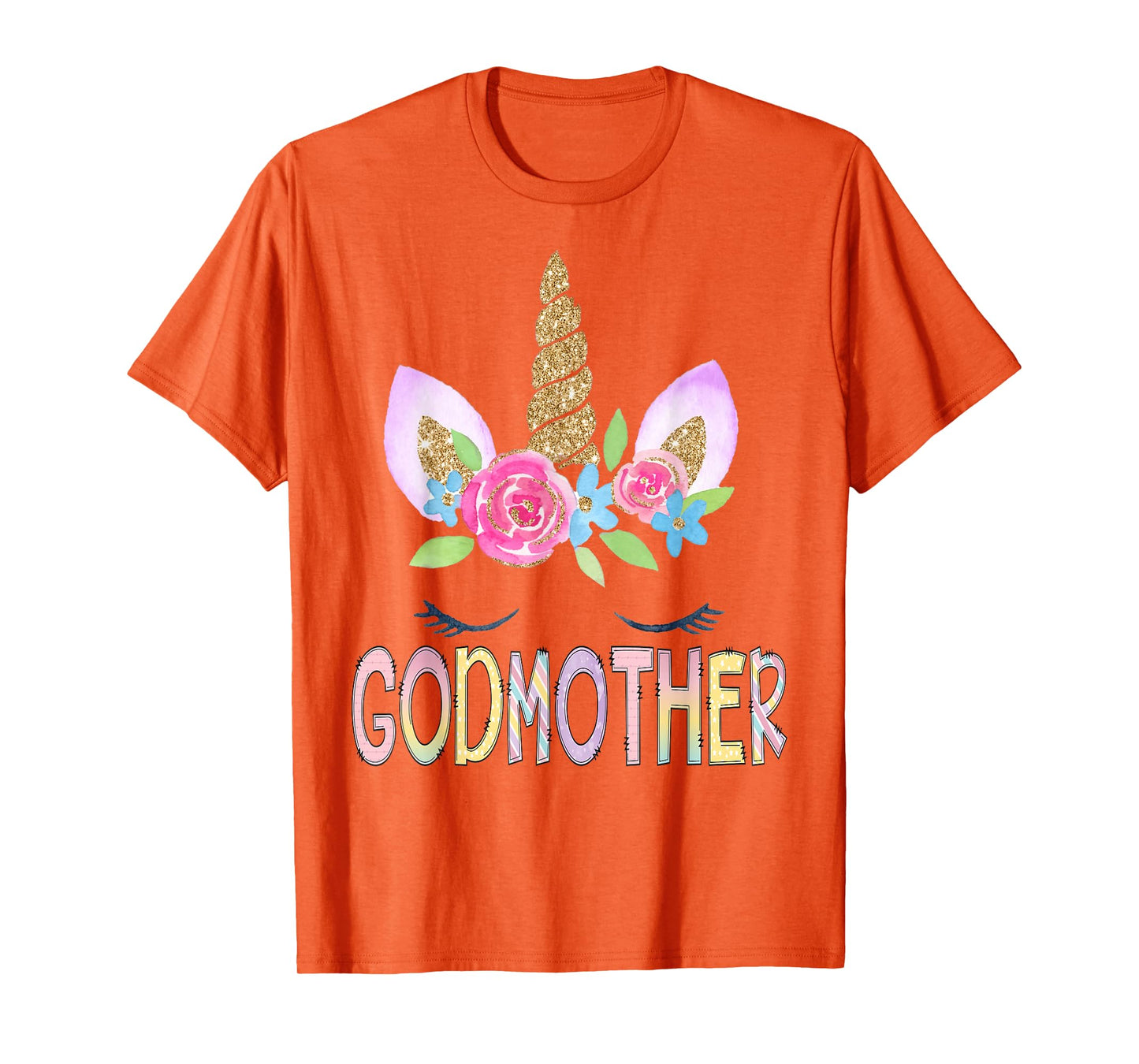Godmother Unicorn Floral Birthday Girl Family Matching T-Shirt