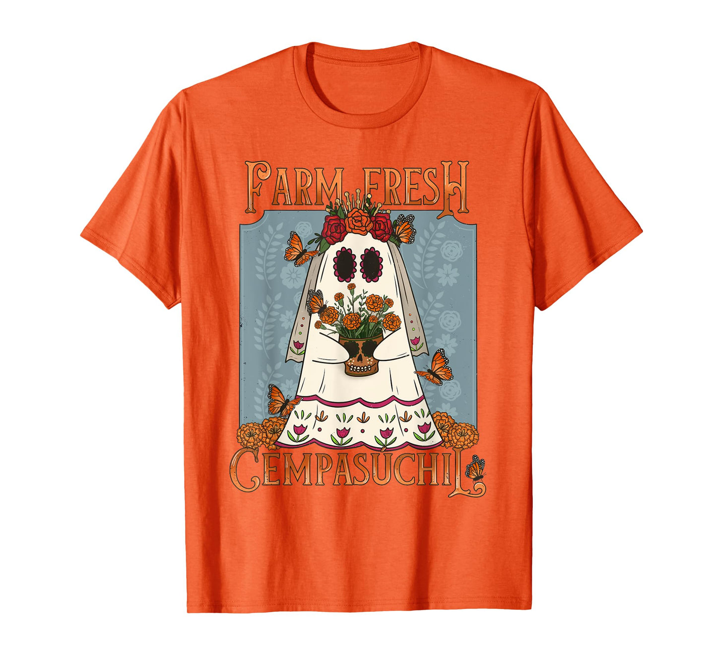 Farm Fresh Cempasuchil Ghost Orange Plants Love Halloween T-Shirt