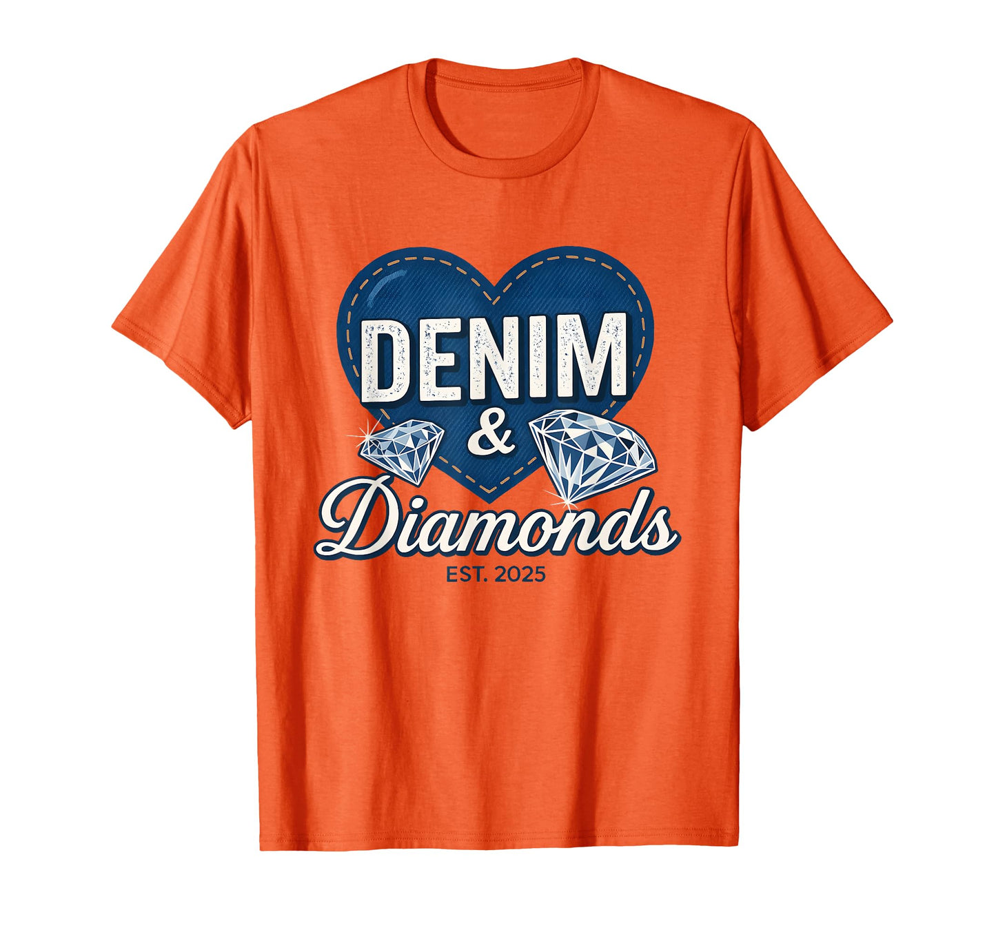 Denim and Diamonds Tee Blue Denim Jeans Outfit for Ladies T-Shirt