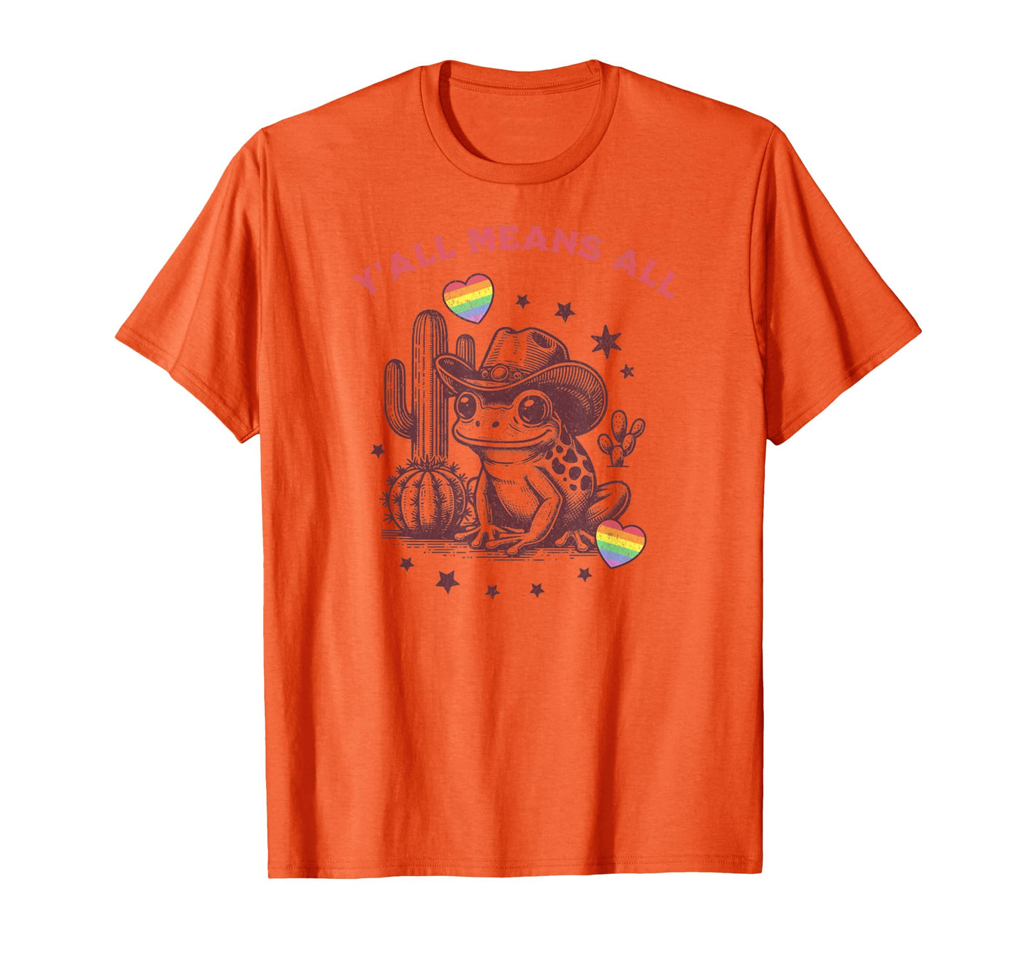 LGBTQ Flag Y'all LGBTQ Means All Cowgirl Cowboy Frog Funny T-Shirt