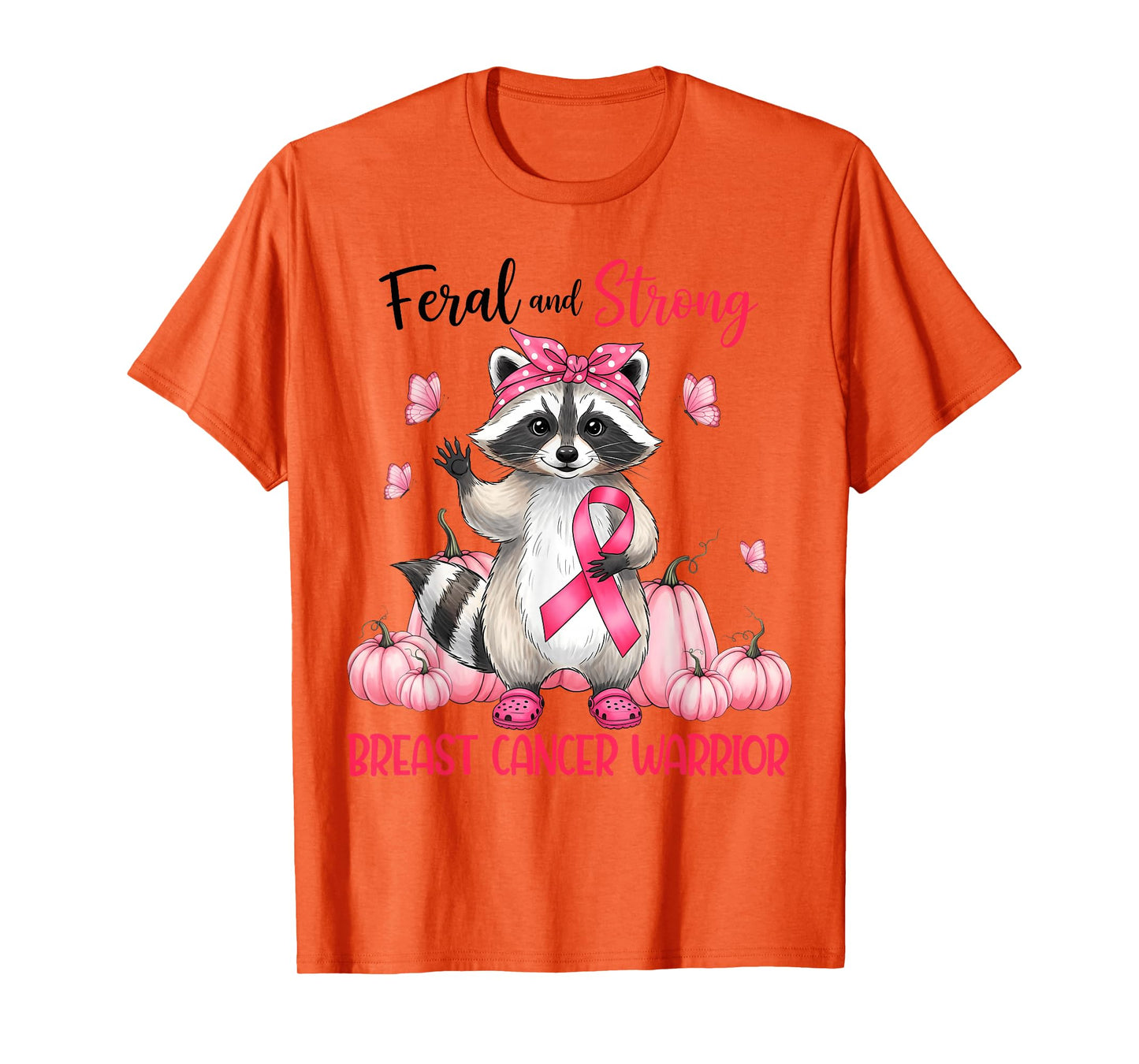 Cute Racoon Strong Pink Ribbon Breast Cancer Awareness T-Shirt