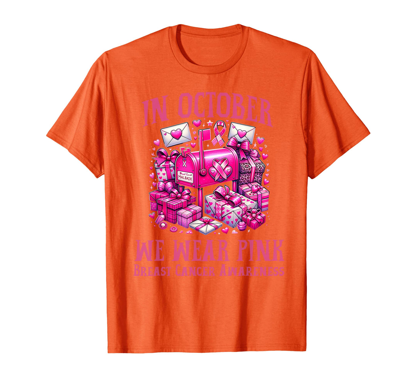 October We Wear Pink Breast Cancer Awareness Postal Worker T-Shirt