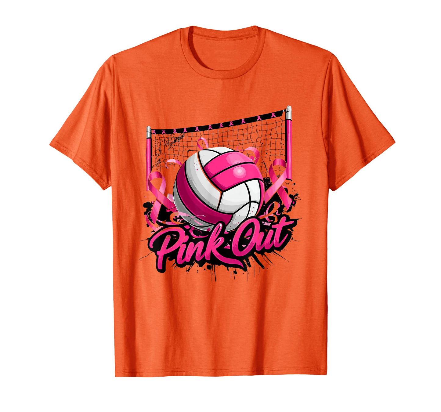 Volleyball Pink Out Breast Cancer Awareness Pink Ribbon T-Shirt