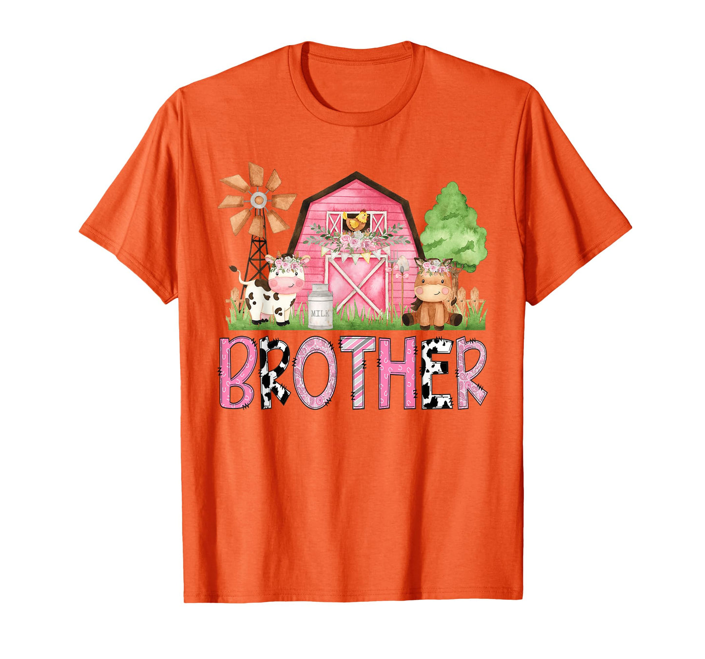 Brother Pink Farm Animal Birthday Kids Matching Family T-Shirt
