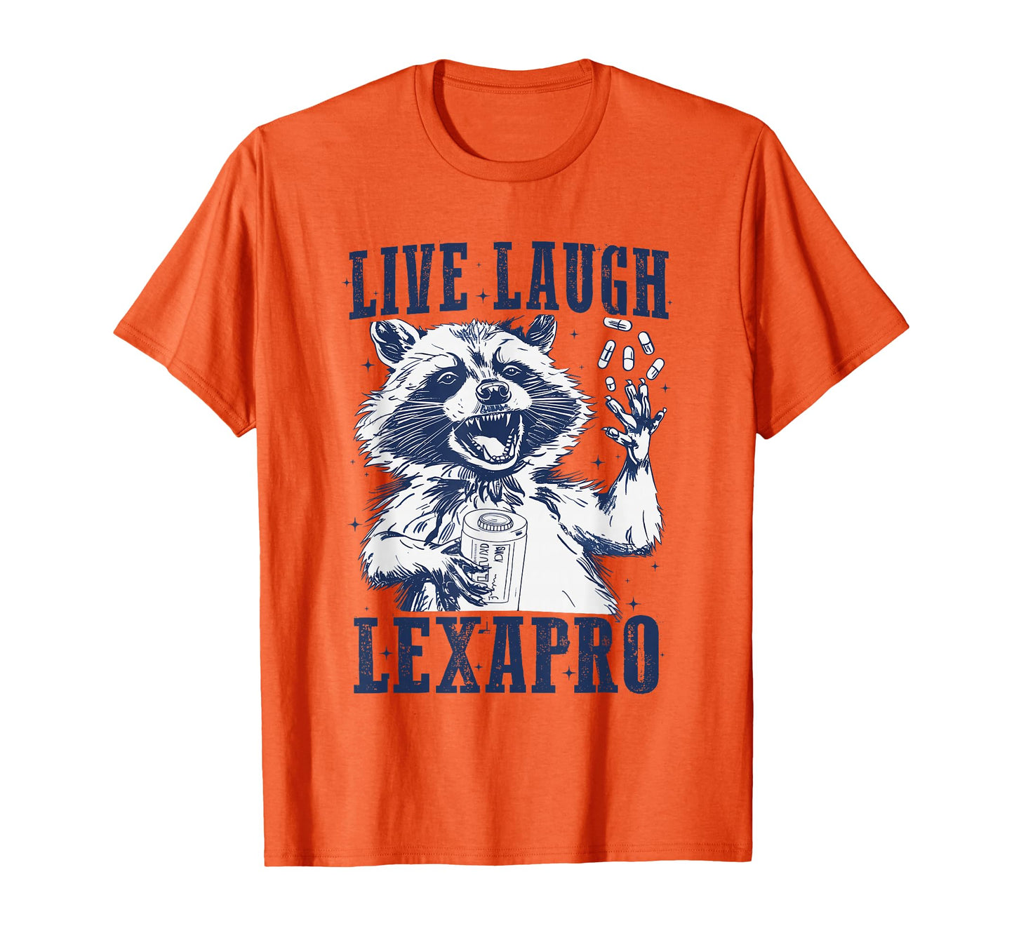 Live Laugh Lexapro Groovy Mental Health Awareness Raccoon T-Shirt