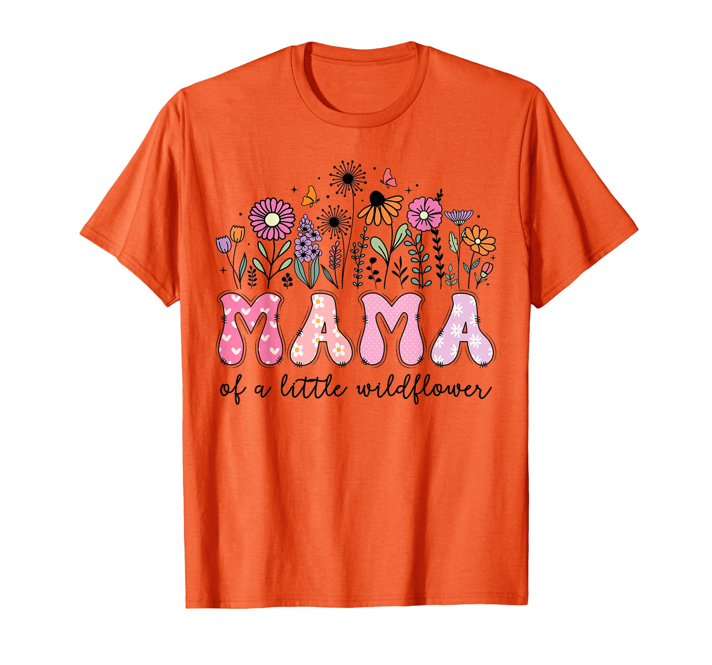 Mama Of The Little Wildflower Pink Floral Birthday Girl T-Shirt