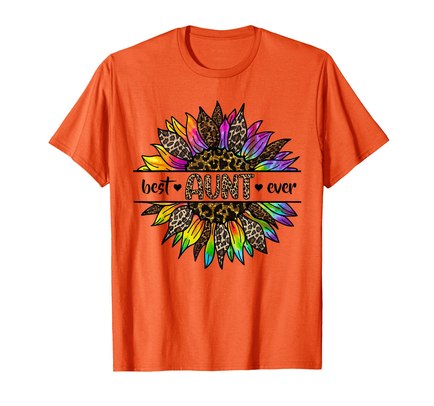 Best Aunt Ever Sunflower Leopard Tie Dye Auntie Mothers Day T-Shirt