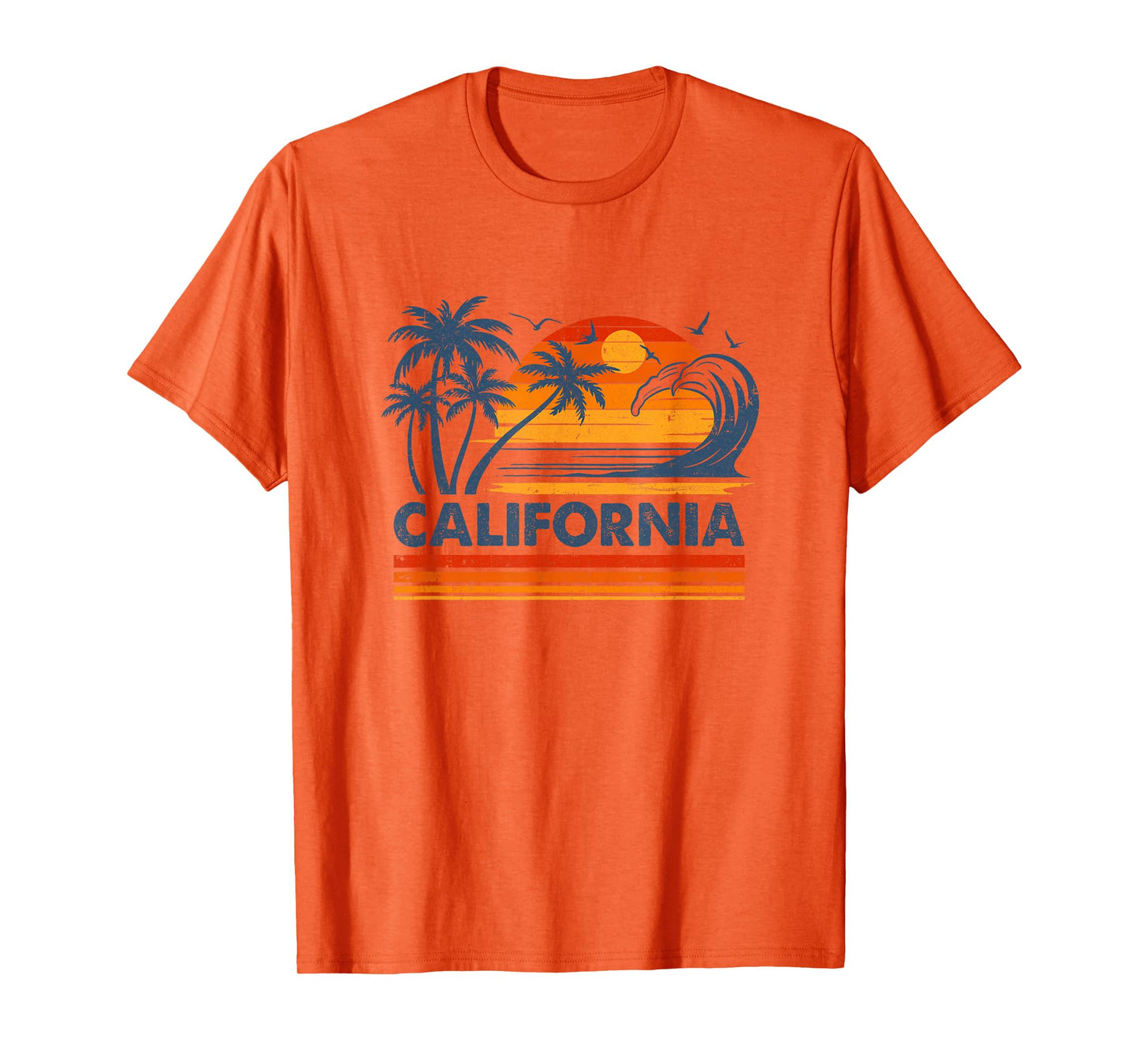 California Vacation Sunset Cute 70S Vintage Retro Beach T-Shirt
