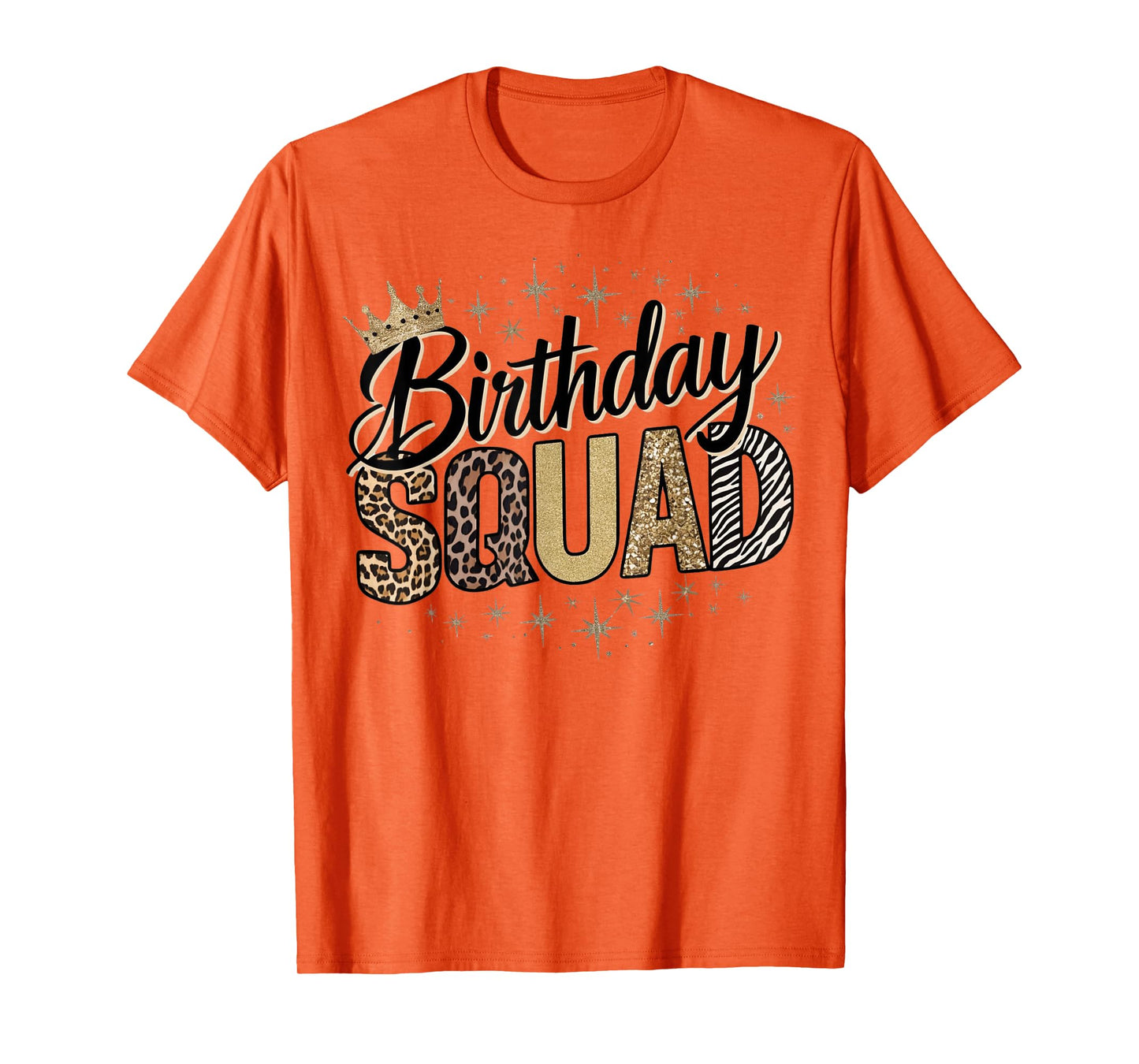 Birthday Squad Animal Print Leopard Cheetah Zebra Crown Crew T-Shirt