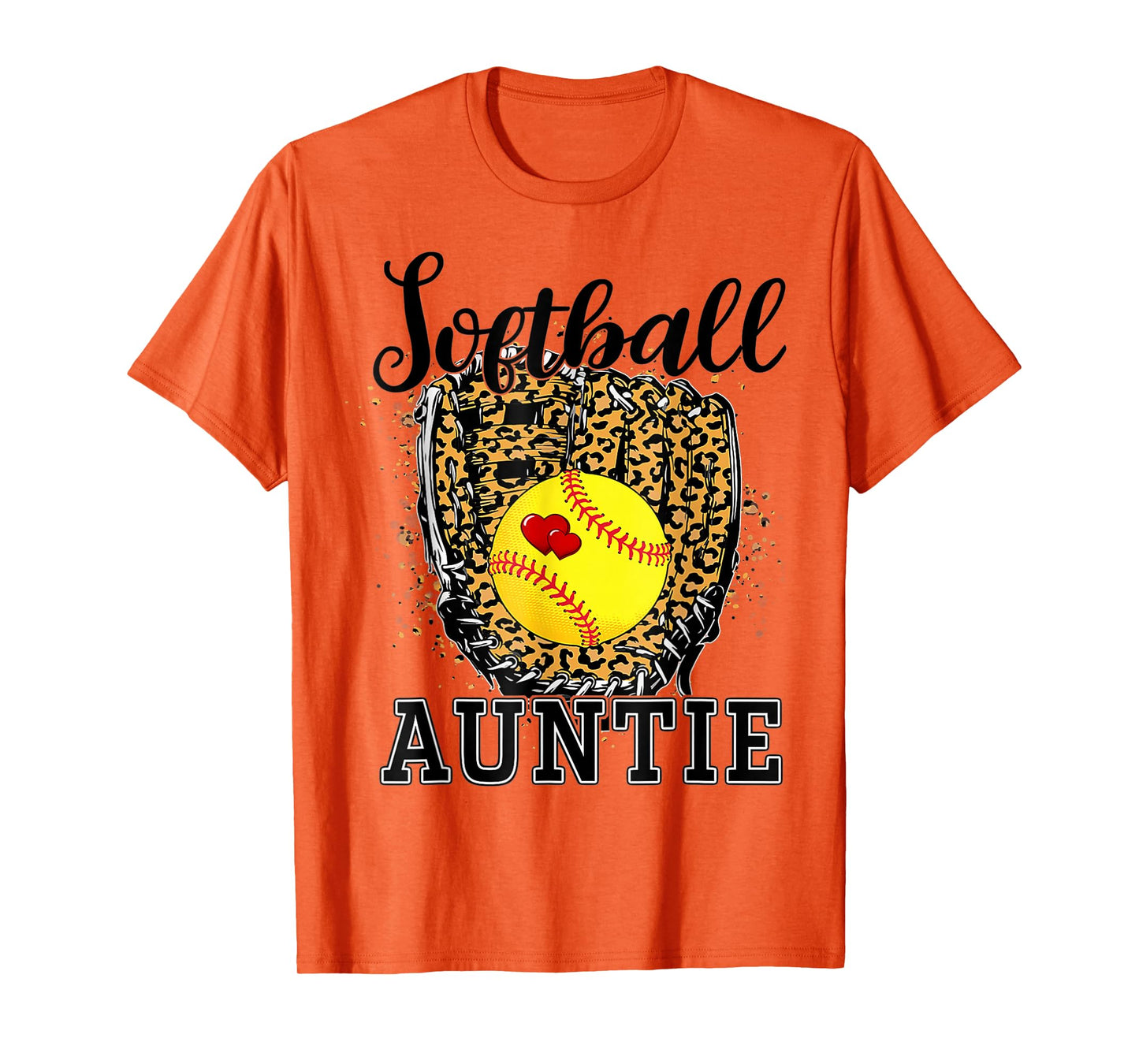 Softball Auntie Leopard Game Day Aunt Mother T-Shirt