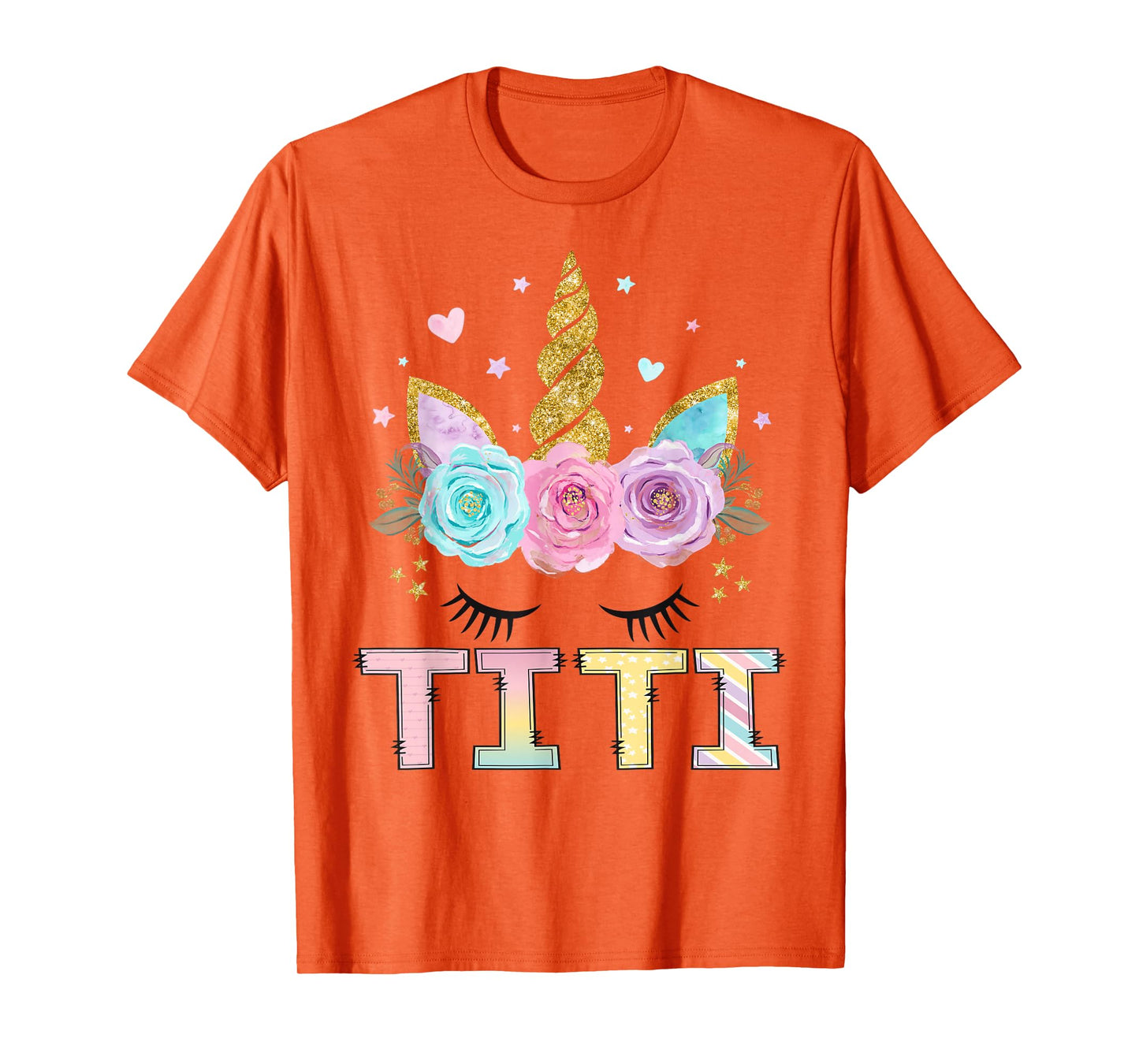 Titi Unicorn Floral Birthday Girl Matching Family T-Shirt