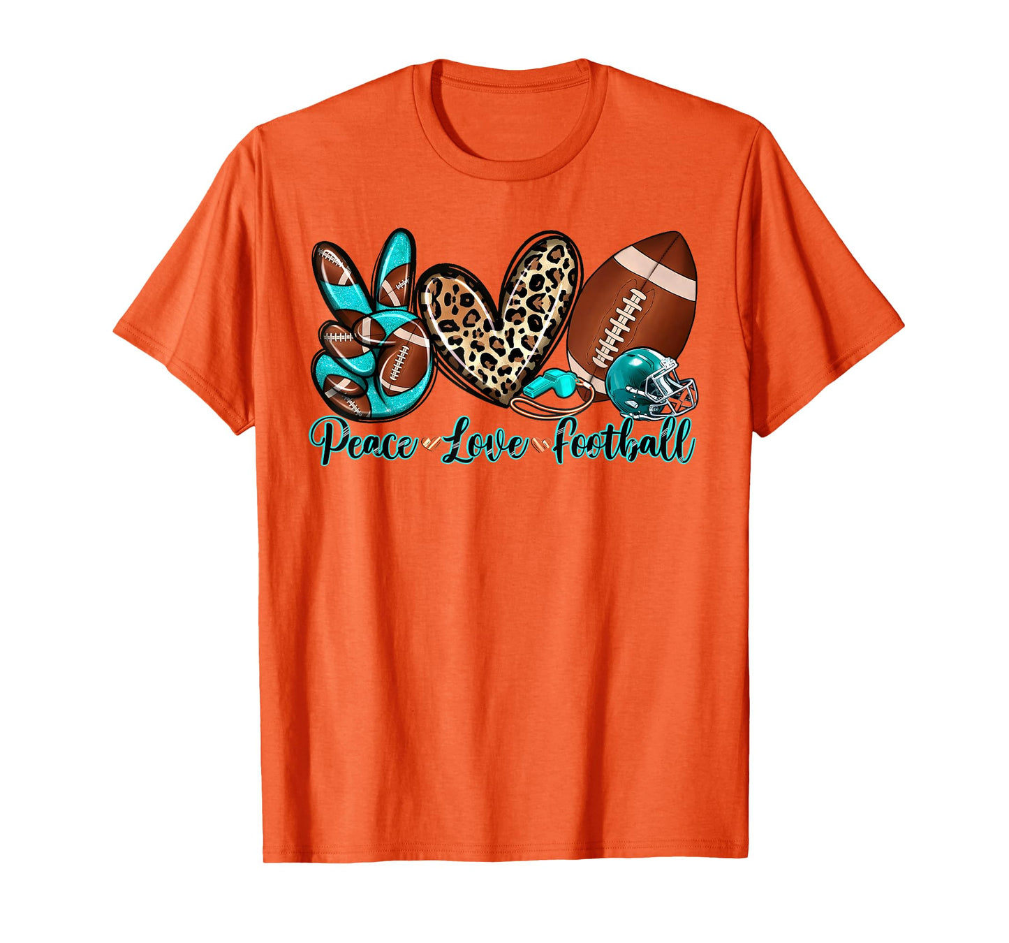 Peace Love Football Leopard American Football Lover T-Shirt