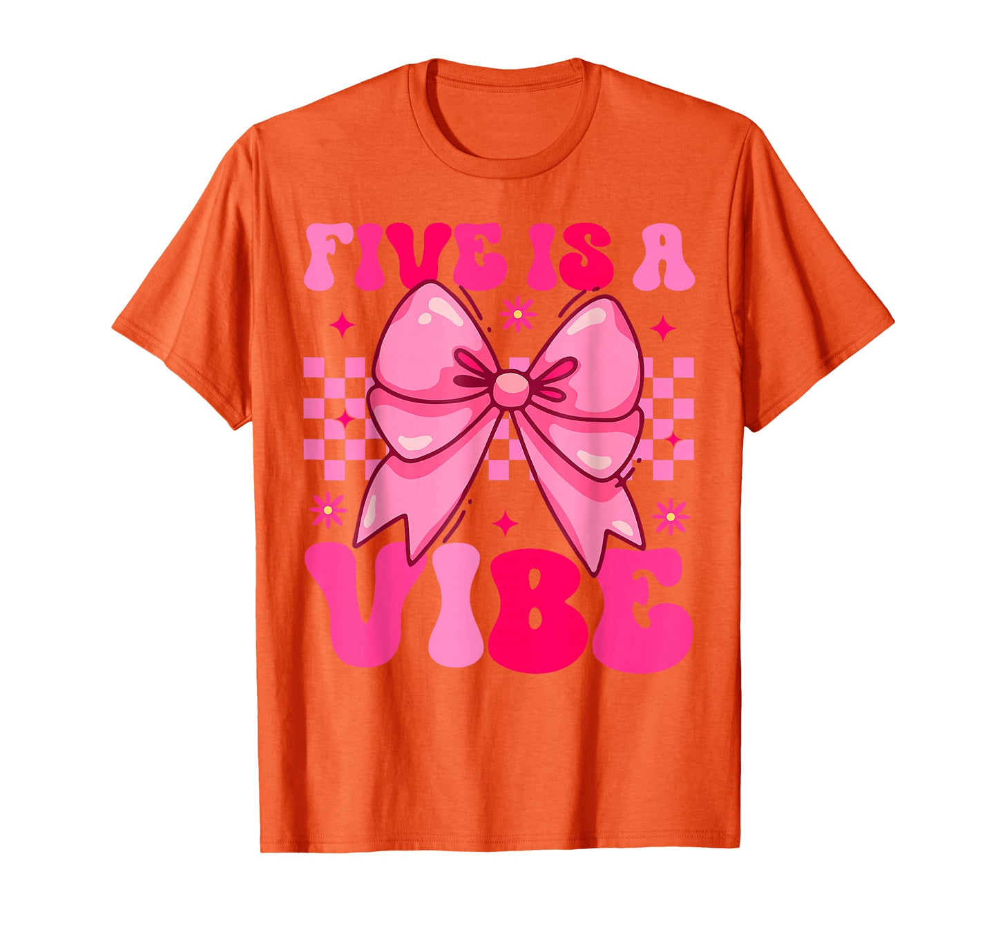 Groovy Birthday Five Is A Vibe Girls Teens Coquette Bow Bday T-Shirt