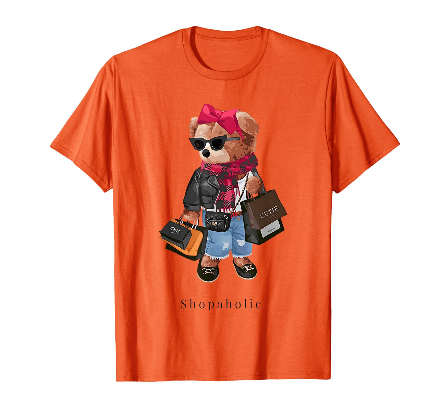 Cute Teddy Bear Shopaholic Fashionista Shopping T-Shirt