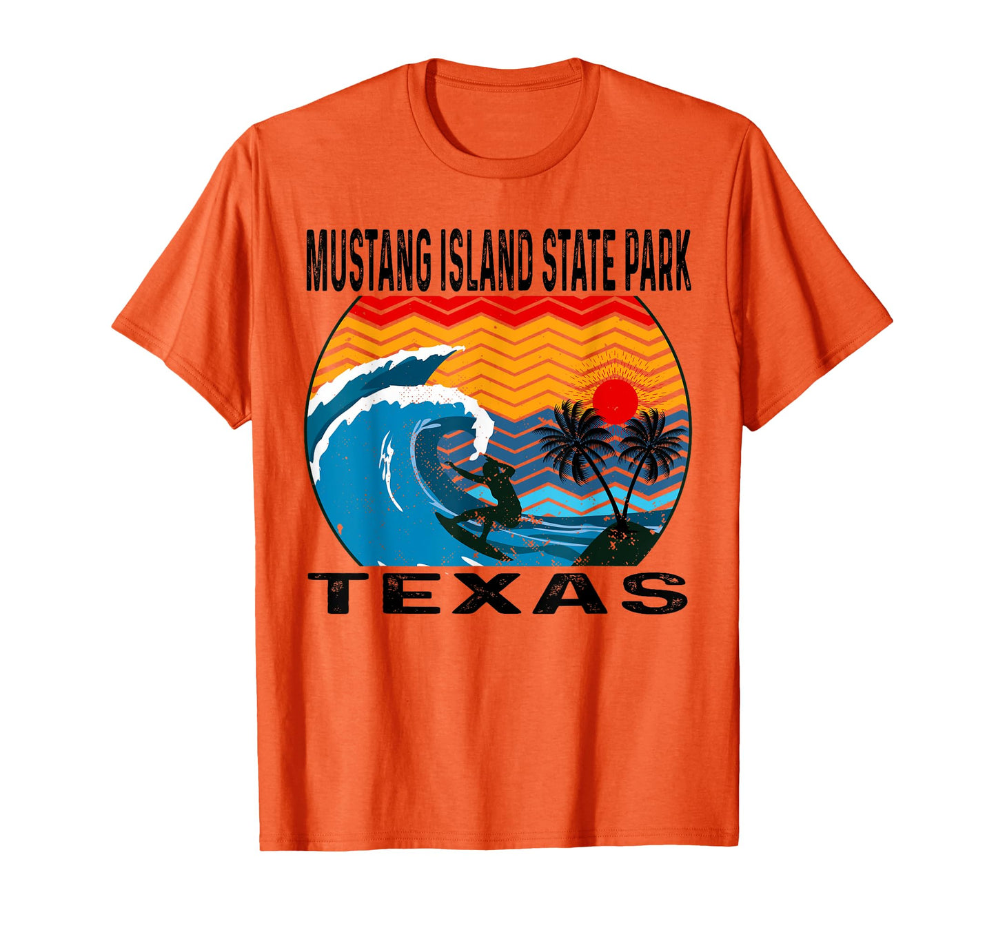 Mustang Island State Park Texas Surfing Surfboard T-Shirt