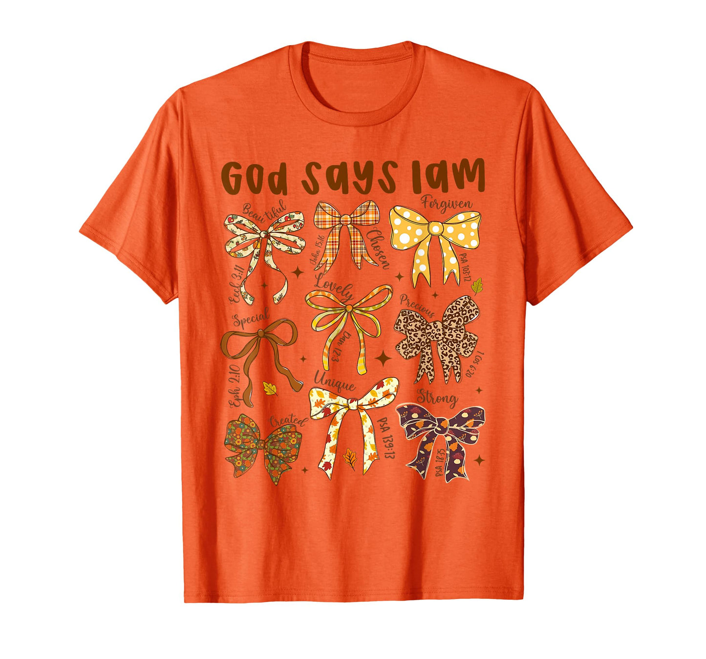 God Says I Am Fall Coquette Bow Thanksgiving Christian Women T-Shirt
