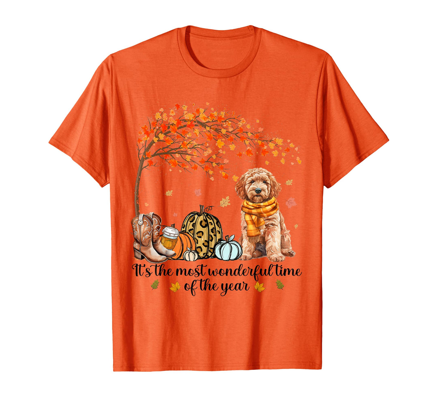 It’s The Most Wonderful Time Goldendoodle Pumpkins Autumn T-Shirt