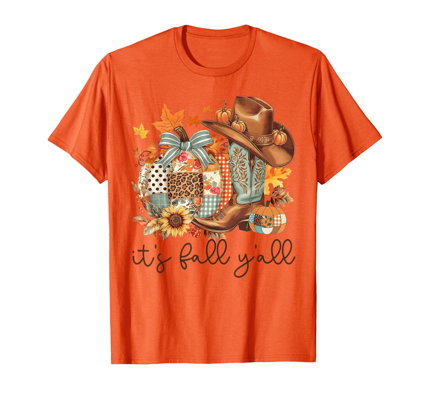It's Fall Y'all Cowboy Boots Pumpkin Howdy Thanksgiving T-Shirt