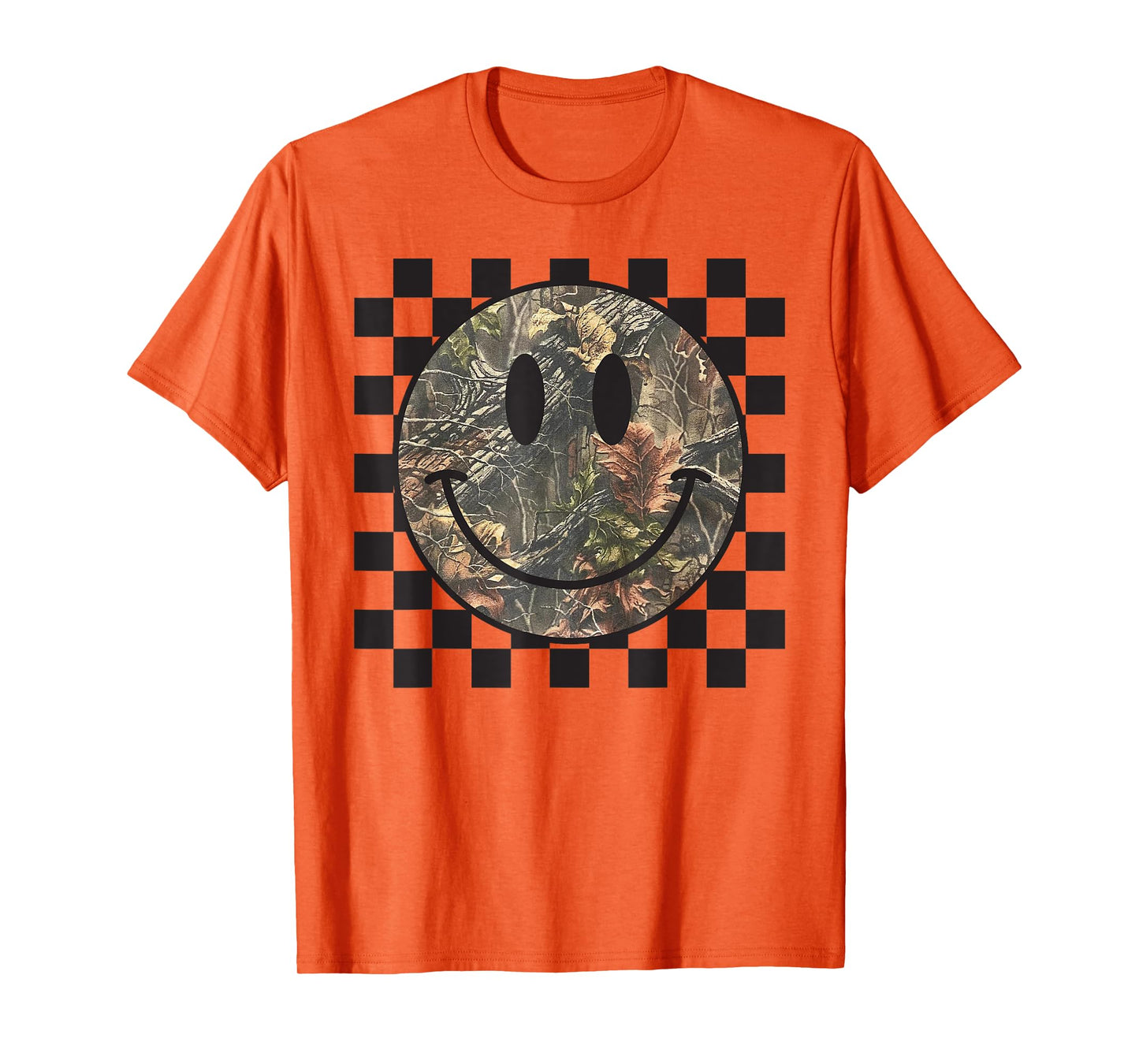 Camo Tree Smile Face Checkered Camouflage Cute Adults Kids T-Shirt